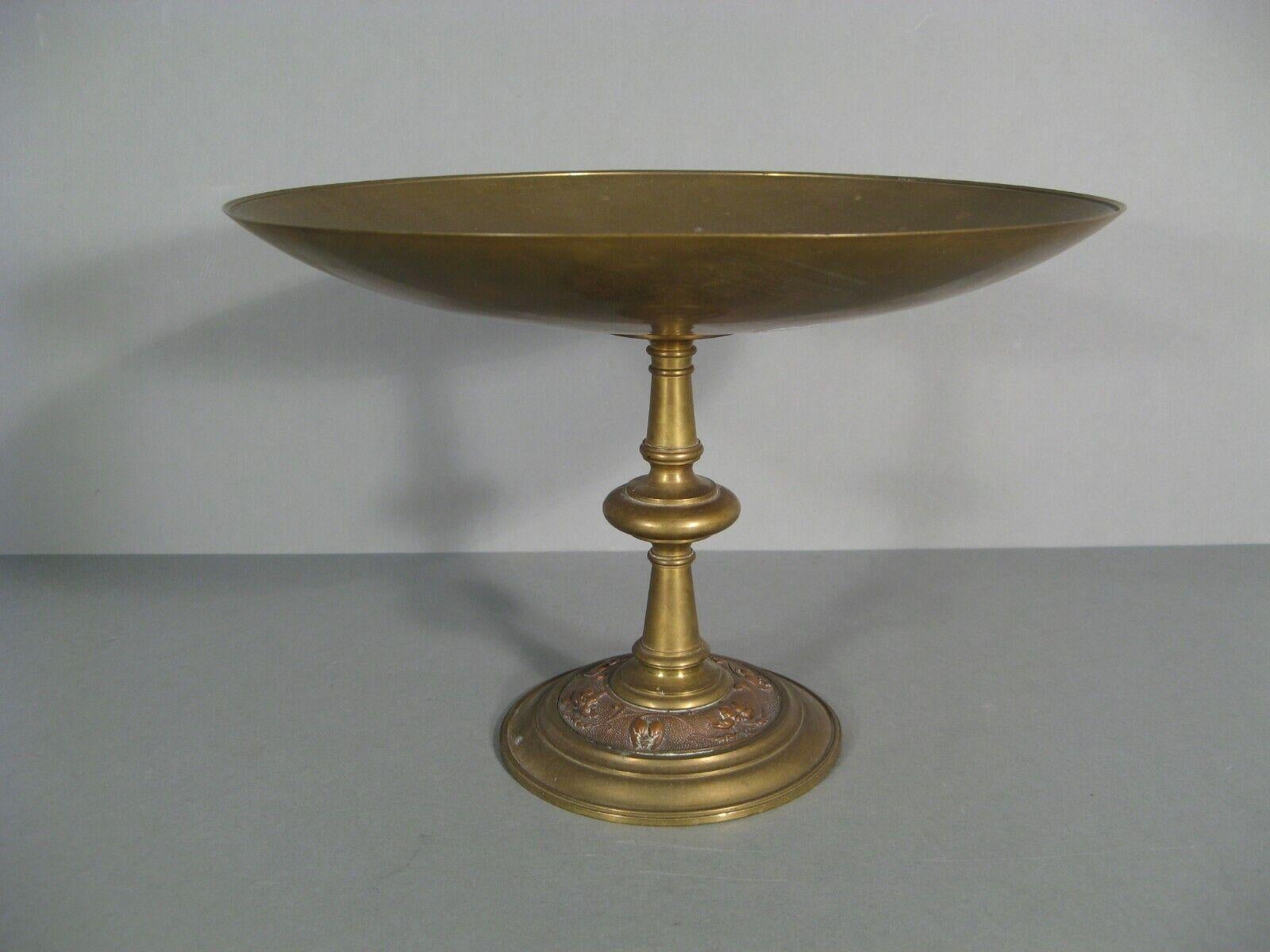 Empire Antique Bronze Renaissance Style Coupe: Love, Couple, and Cupid Motif - 1Y157