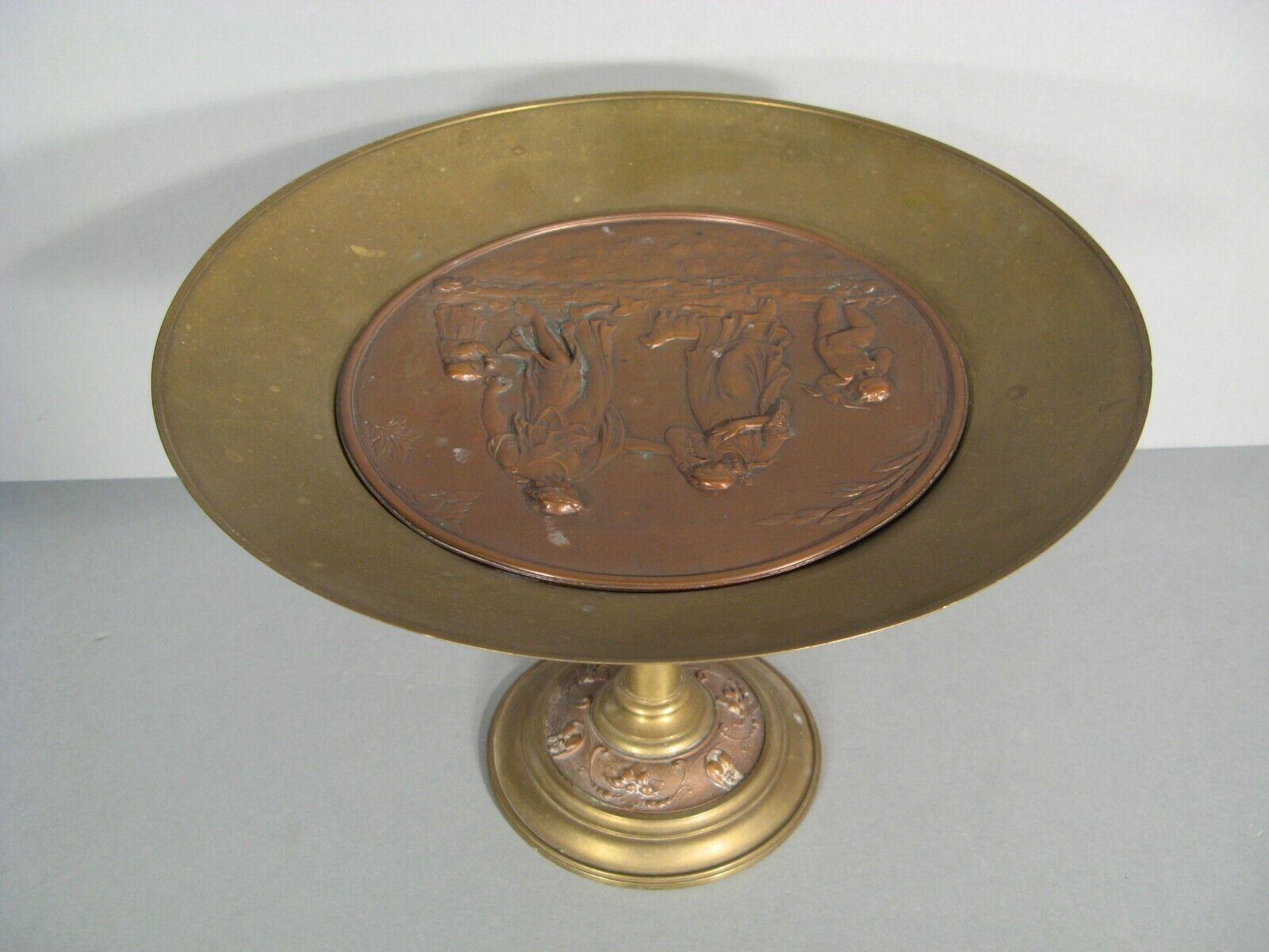 Antique Bronze Renaissance Style Coupe: Love, Couple, and Cupid Motif - 1Y157 1