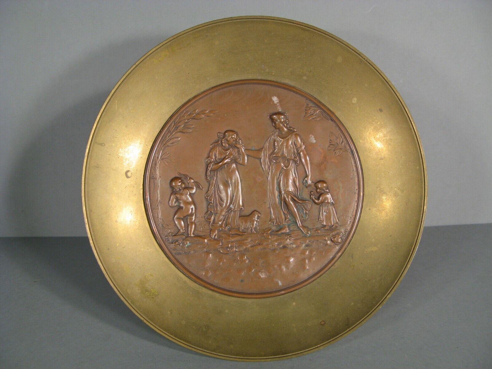 Antique Bronze Renaissance Style Coupe: Love, Couple, and Cupid Motif - 1Y157 3