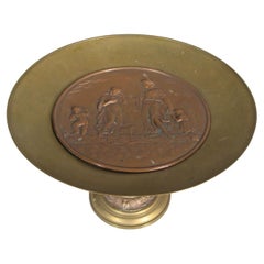 Antique Bronze Renaissance Style Coupe: Love, Couple, and Cupid Motif - 1Y157