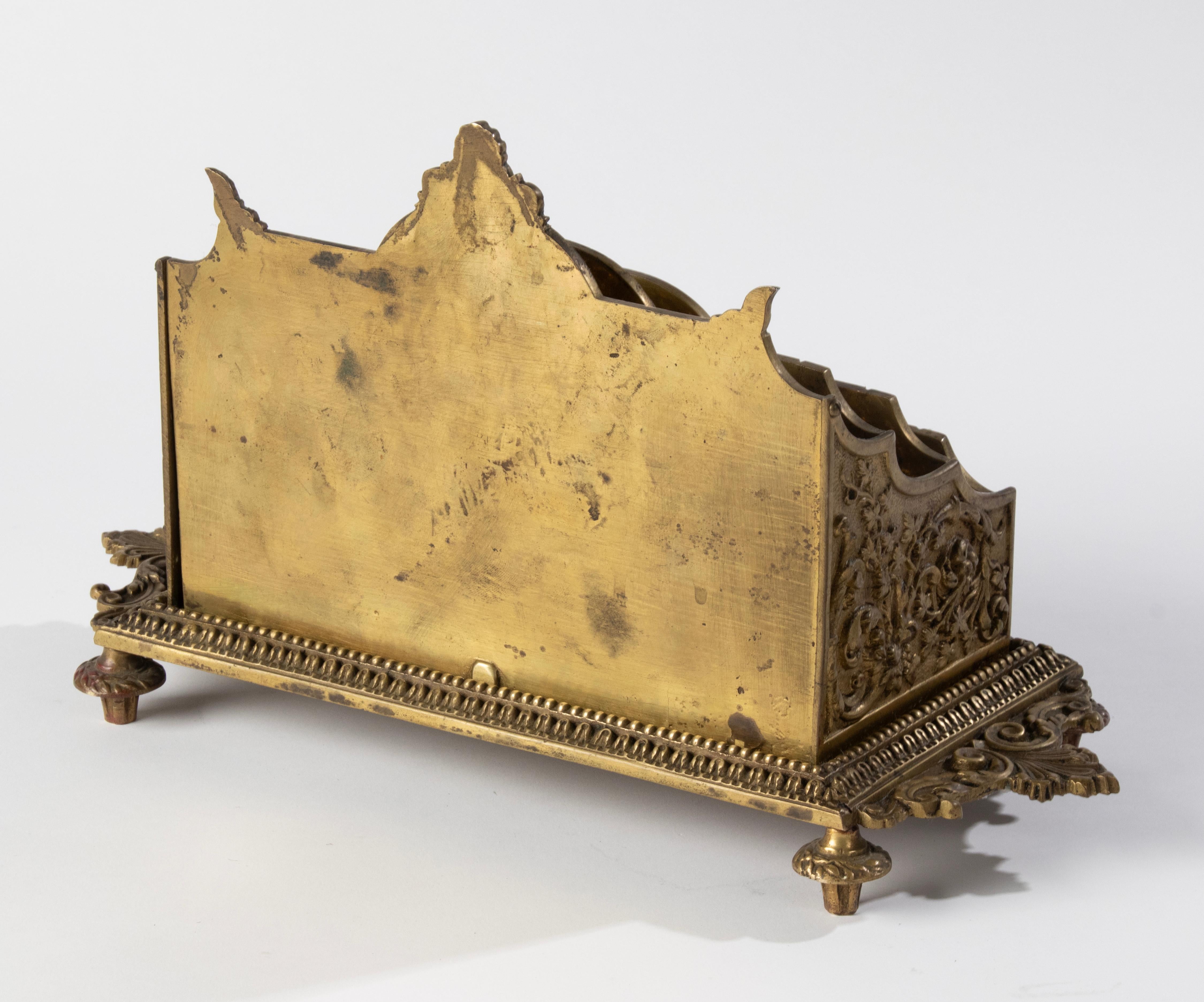 Antique Bronze Renaissance Style Desk Letter Rack 11
