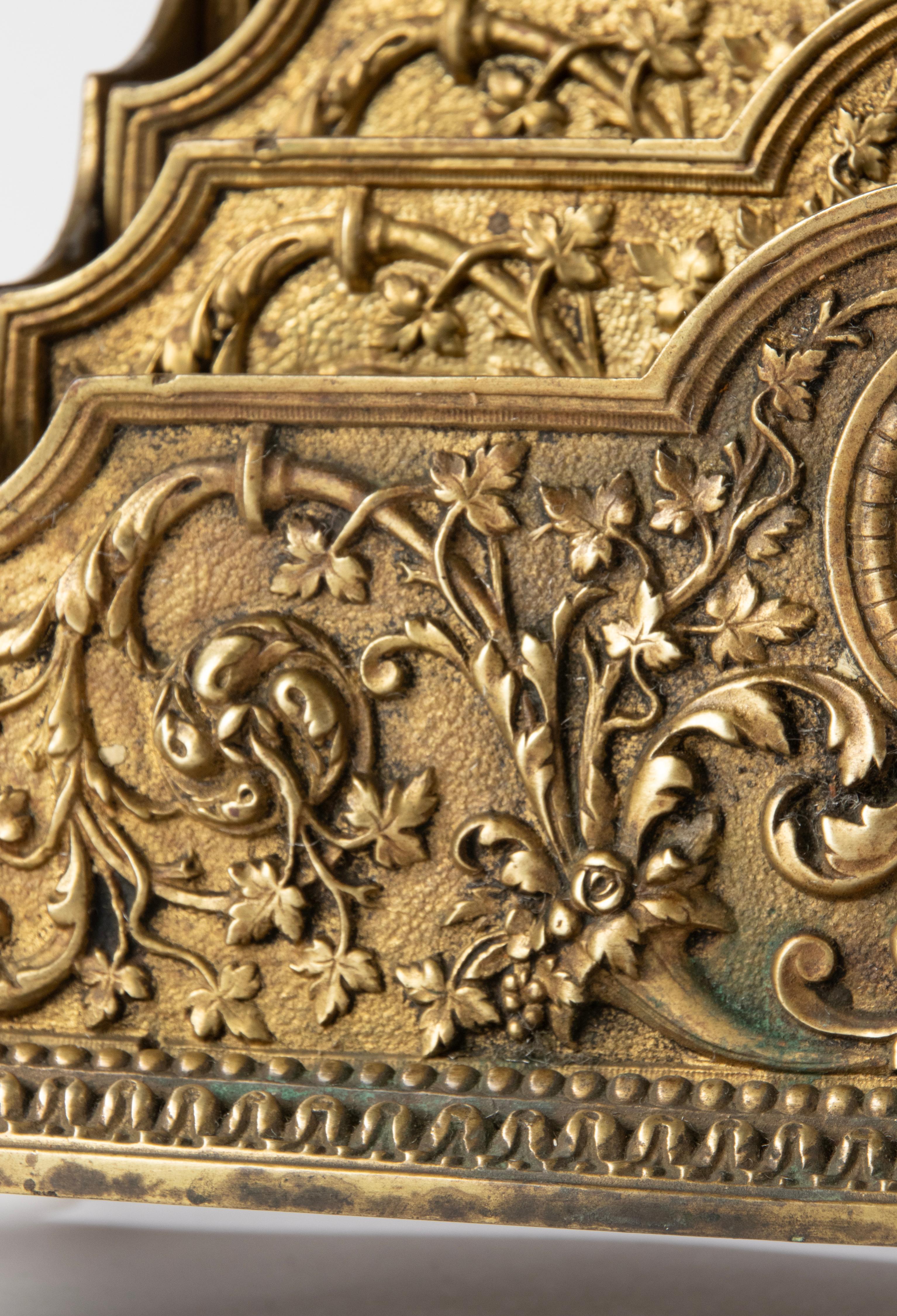 Antique Bronze Renaissance Style Desk Letter Rack In Good Condition In Casteren, Noord-Brabant