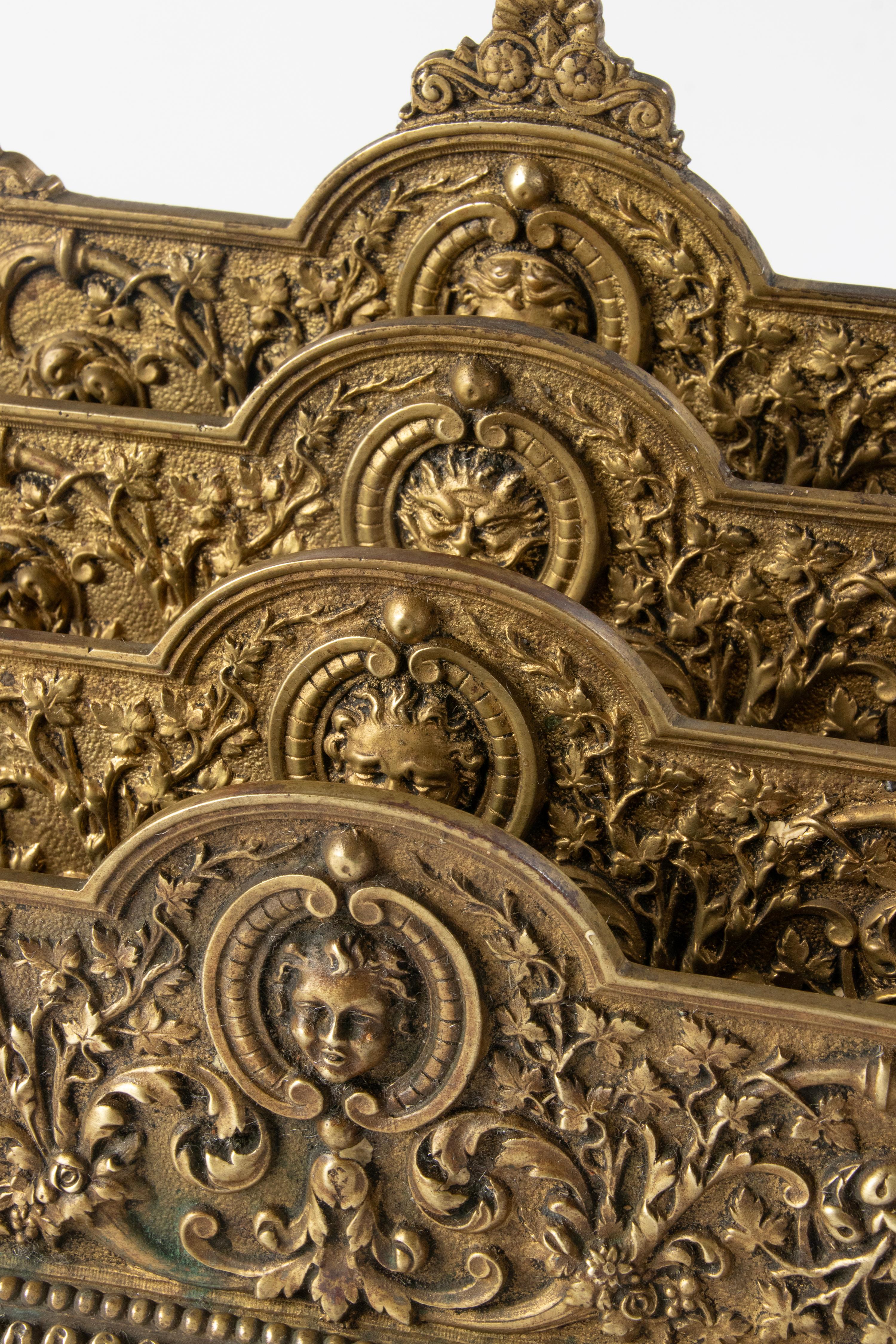 Antique Bronze Renaissance Style Desk Letter Rack 1