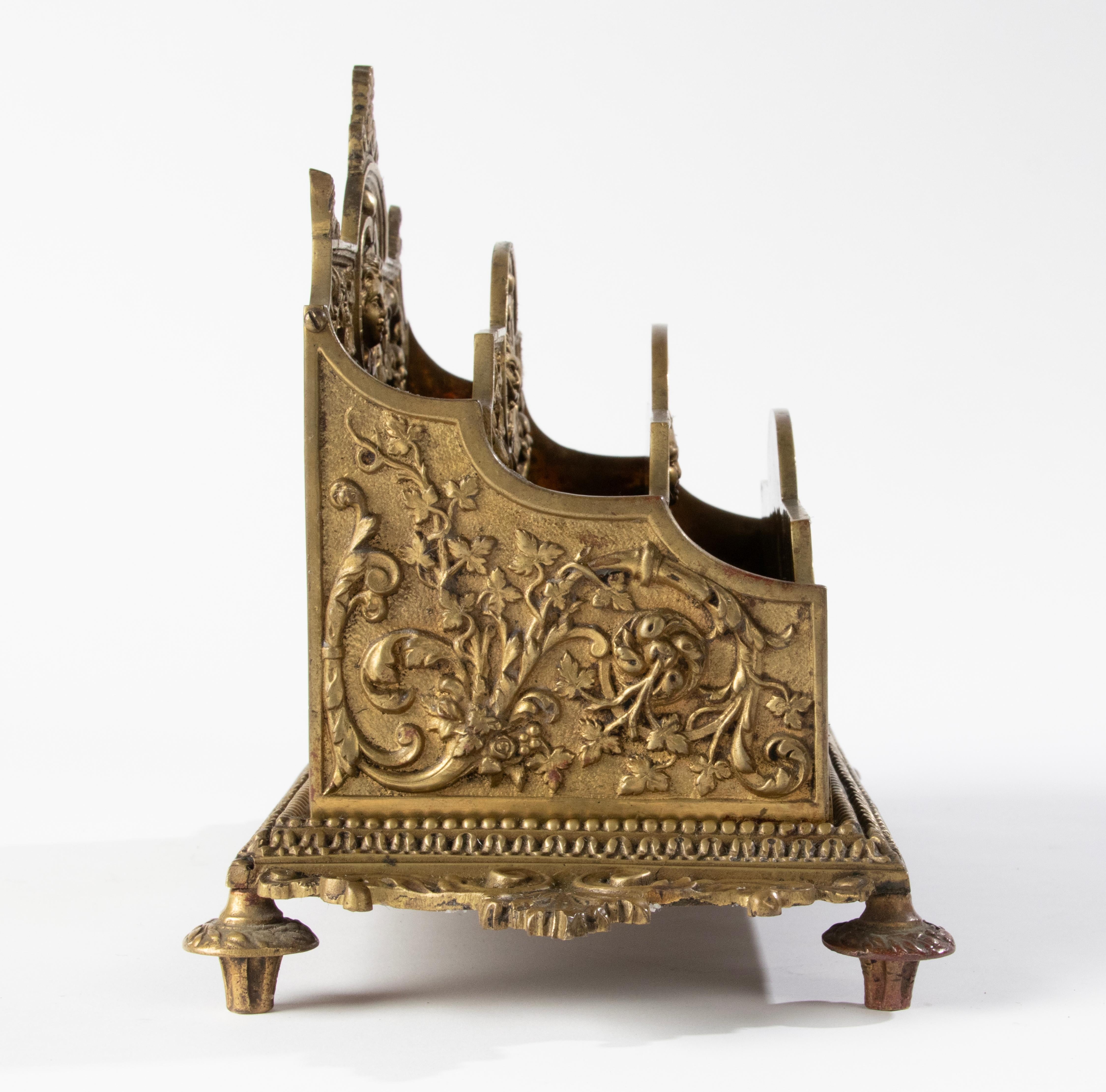 Antique Bronze Renaissance Style Desk Letter Rack 2