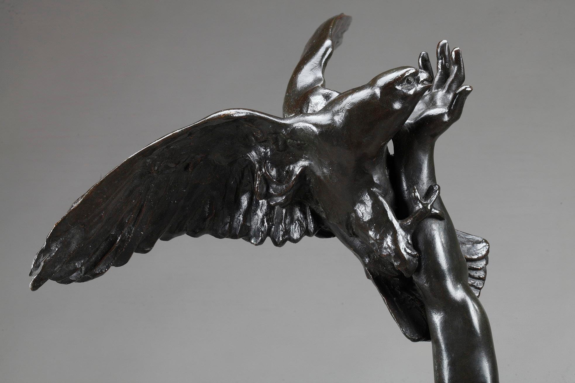 Art Nouveau Antique Bronze, Robbing the Nest by Louis Baralis 'French, 1862-1940'
