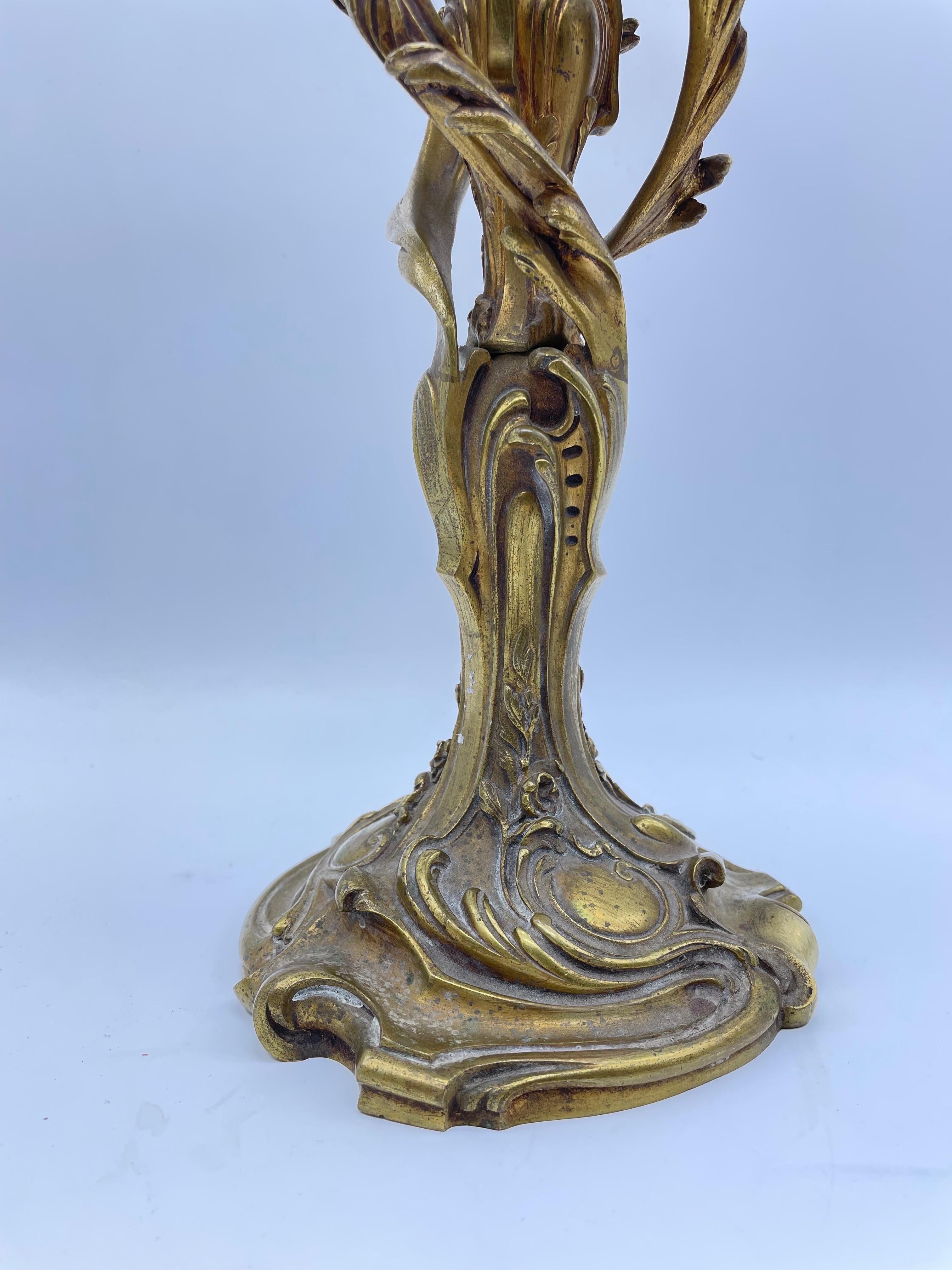 Antiker Bronze-Rokoko-Kerzenständer aus der Zeit um 1880 (19. Jahrhundert) im Angebot