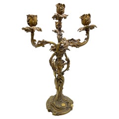 Antique Bronze Rococo Candlestick from Around, 1880