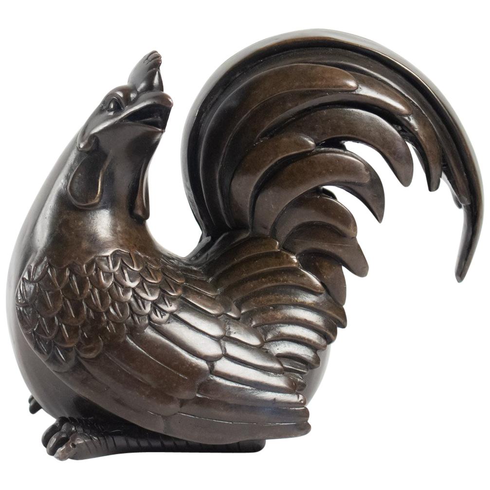 Antique Bronze Rooster, China, 1880