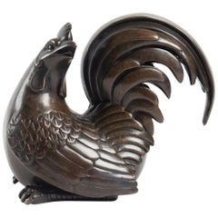 Coq en bronze ancien:: Chine:: 1880