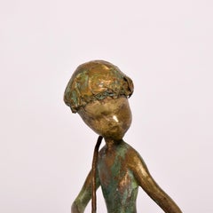 Sculpture ancienne en bronze "Boy & Dog" (chien et chien)