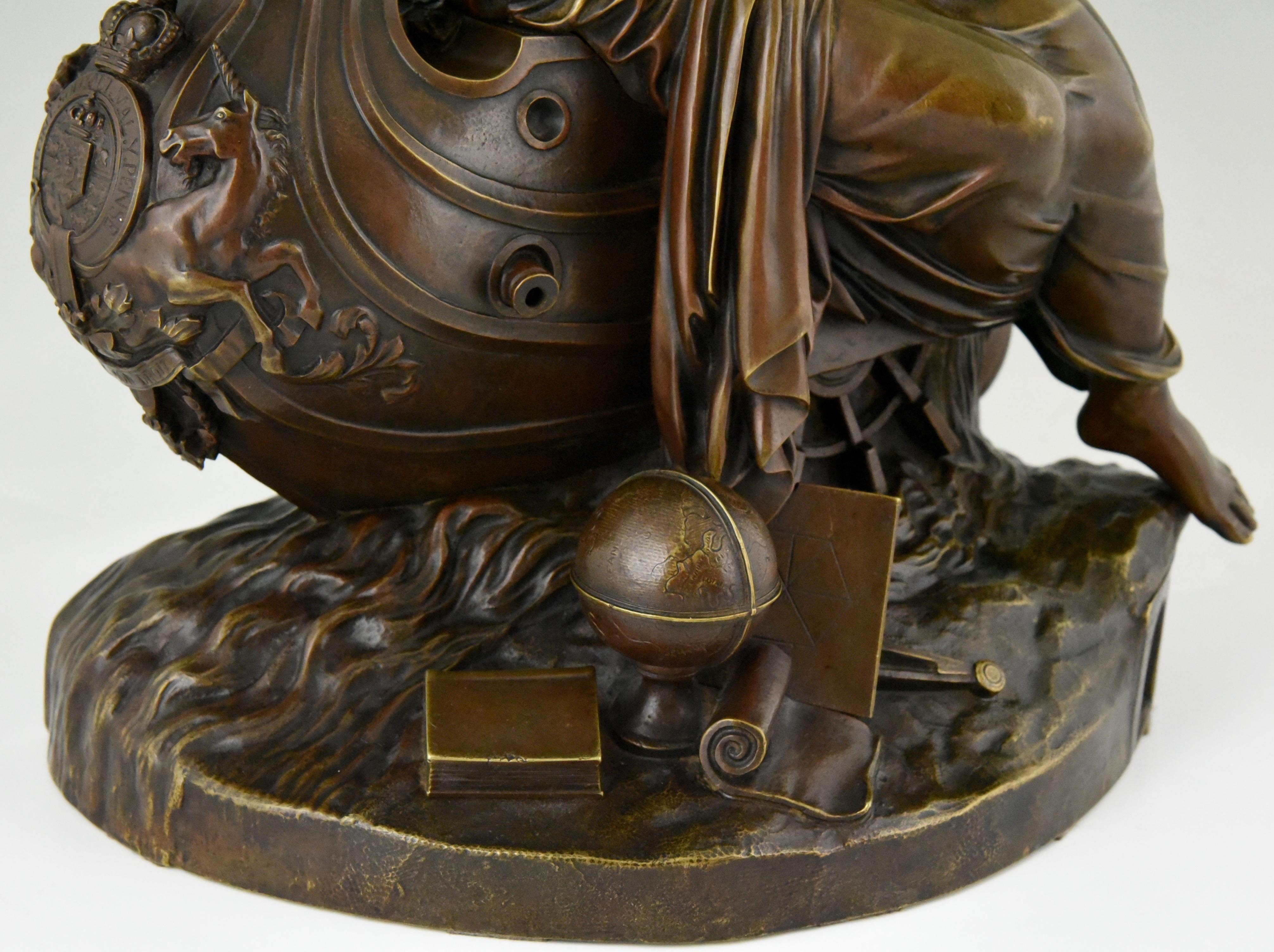 Antique Bronze Sculpture Britannia Thames Tunnel Sir Marc Brunel 1841 2