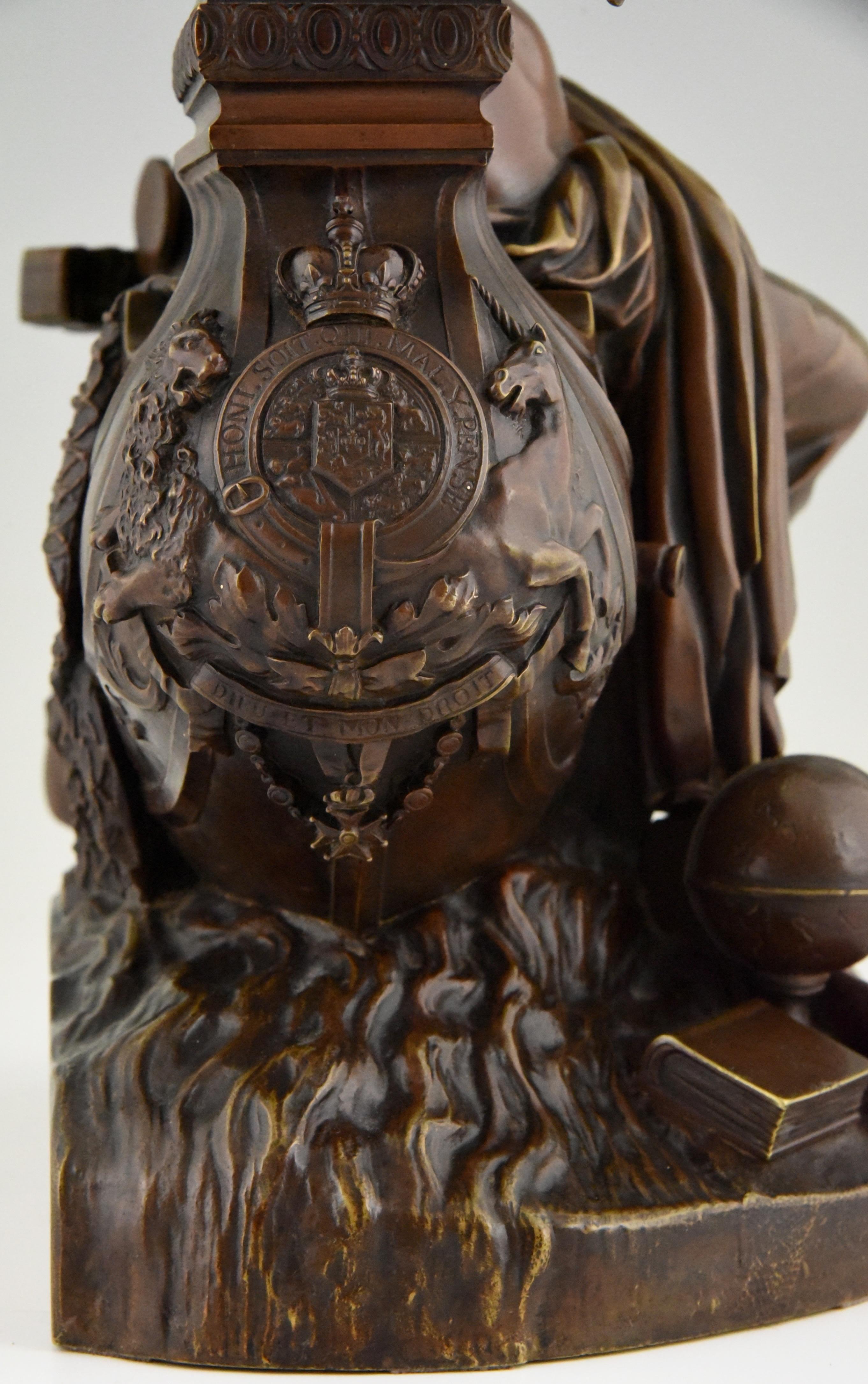 Antique Bronze Sculpture Britannia Thames Tunnel Sir Marc Brunel 1841 1