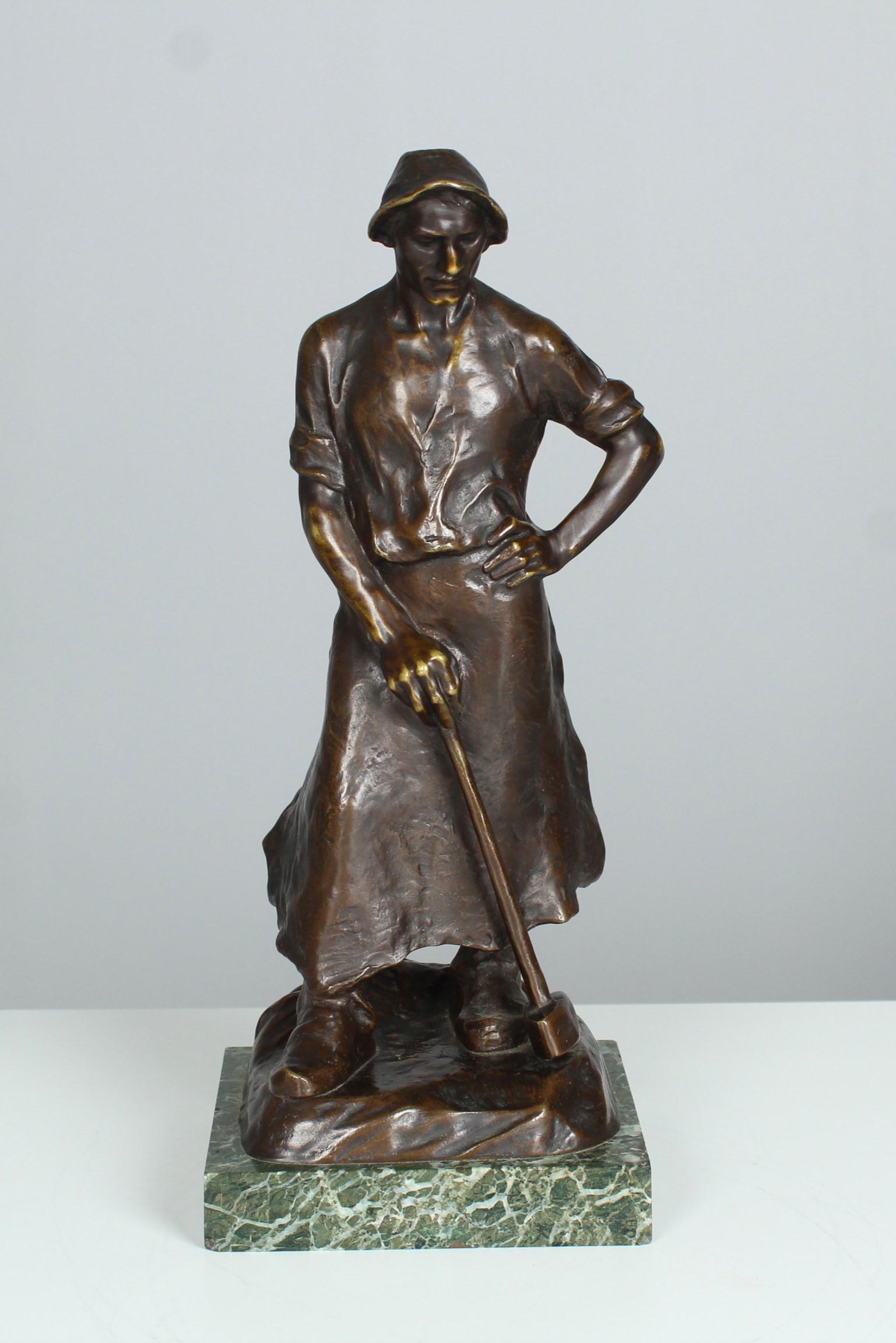 Antique Bronze Sculpture By Adolf Josef Pohl (1872-1930), Blacksmith, Austria For Sale 4