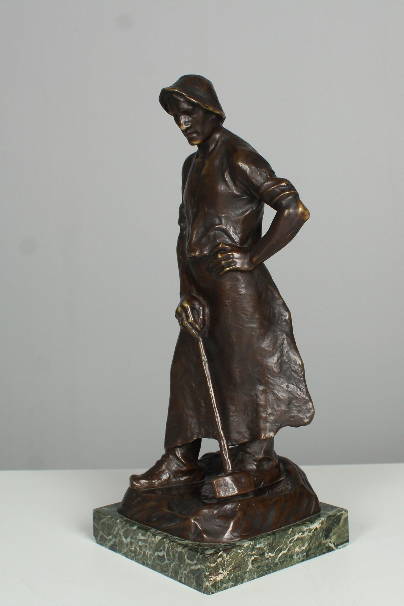Antique Bronze Sculpture By Adolf Josef Pohl (1872-1930), Blacksmith, Austria For Sale 10