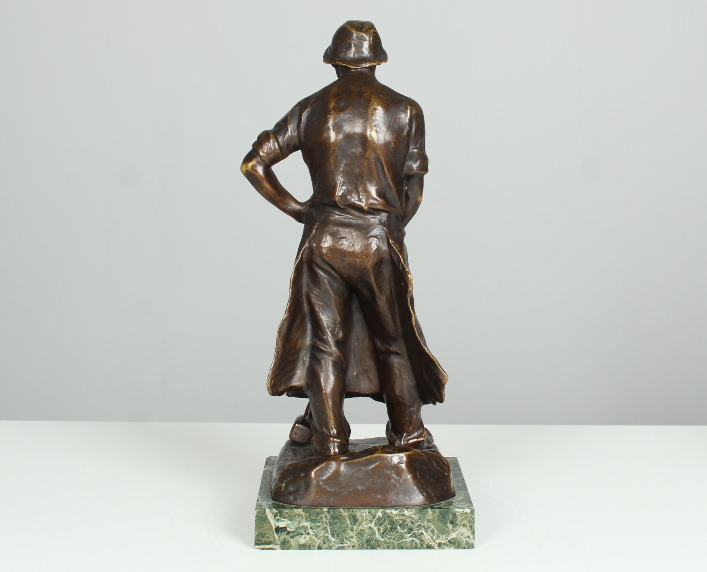 Antique Bronze Sculpture By Adolf Josef Pohl (1872-1930), Blacksmith, Austria In Good Condition For Sale In Greven, DE