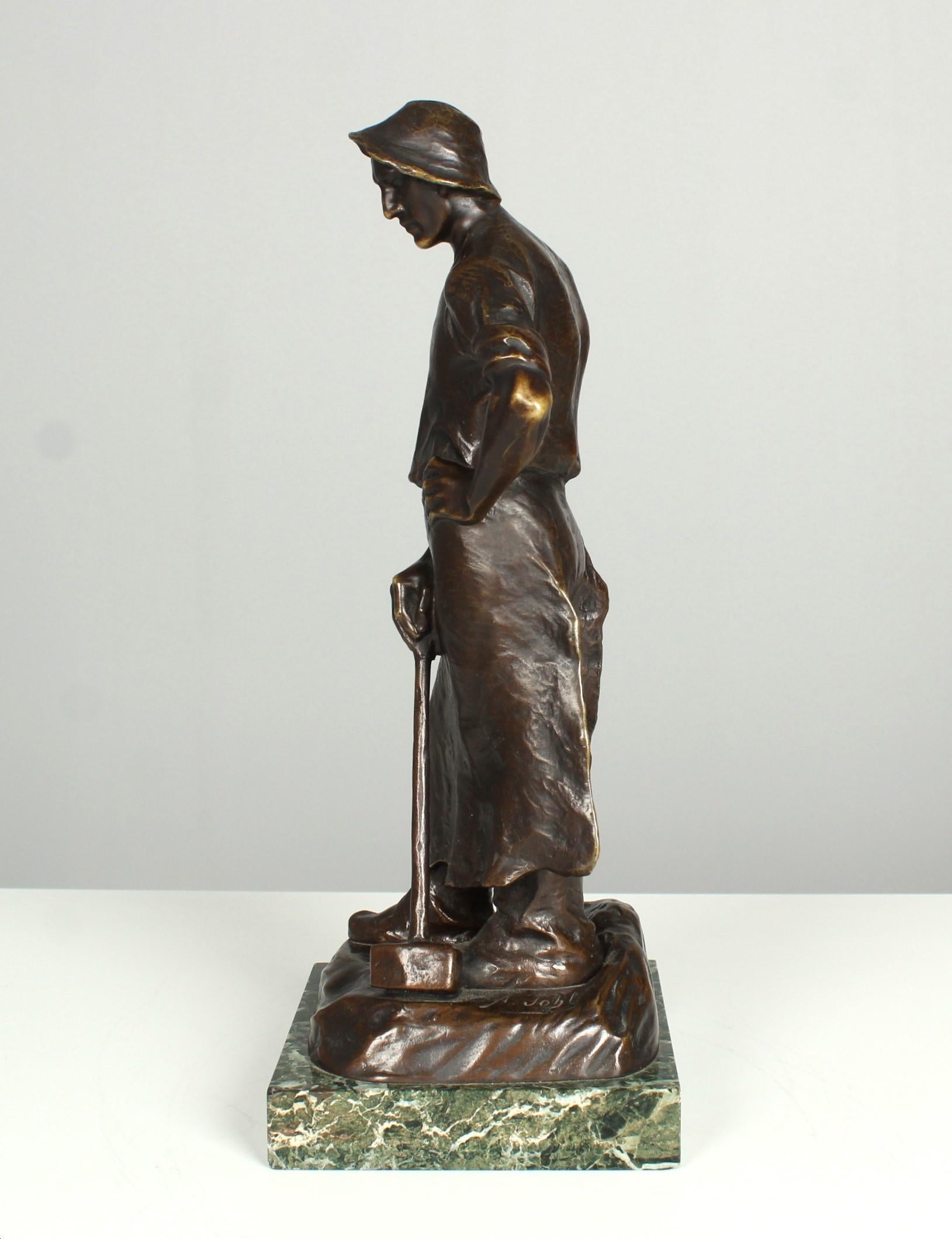 Antique Bronze Sculpture By Adolf Josef Pohl (1872-1930), Blacksmith, Austria For Sale 1