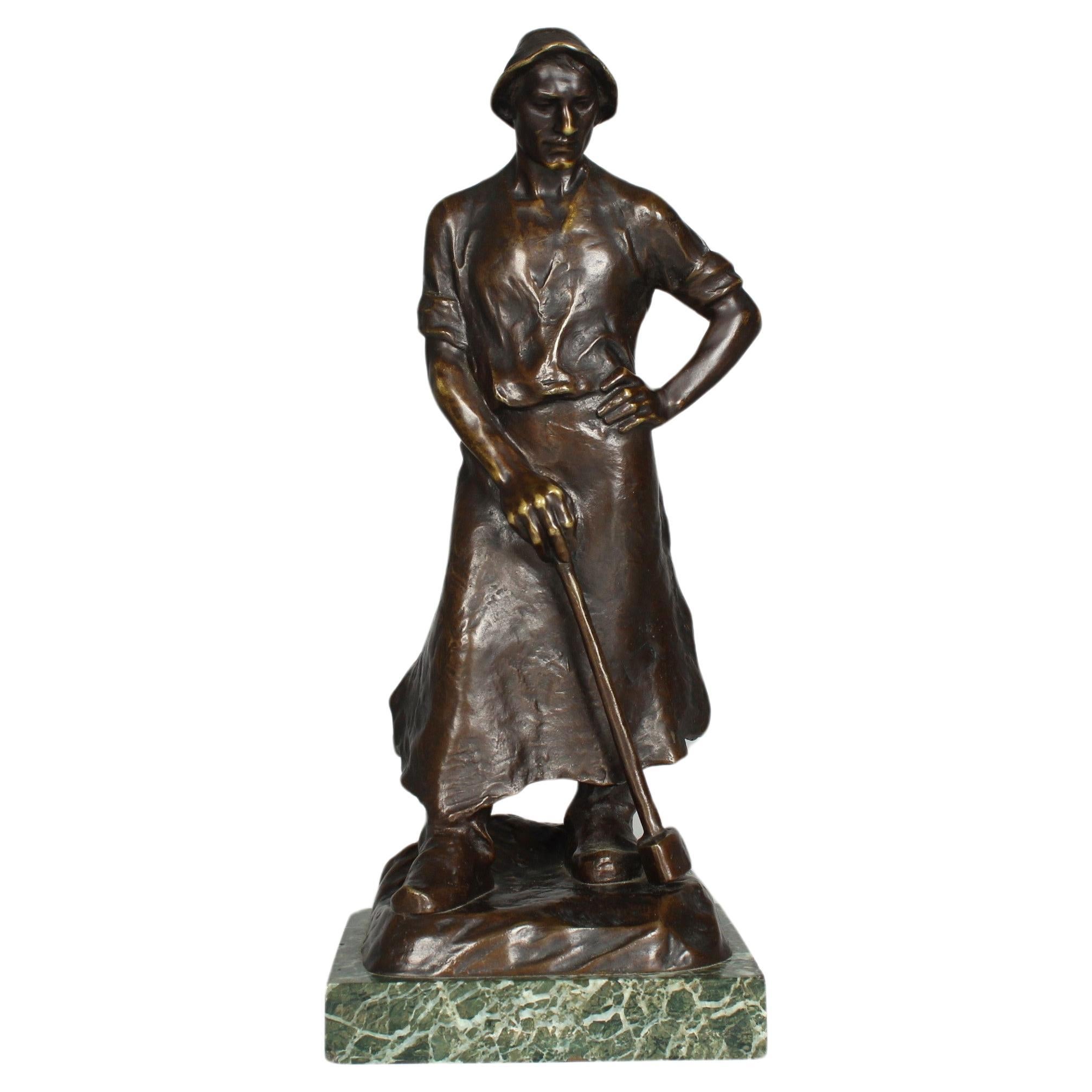Antique Bronze Sculpture By Adolf Josef Pohl (1872-1930), Blacksmith, Austria For Sale
