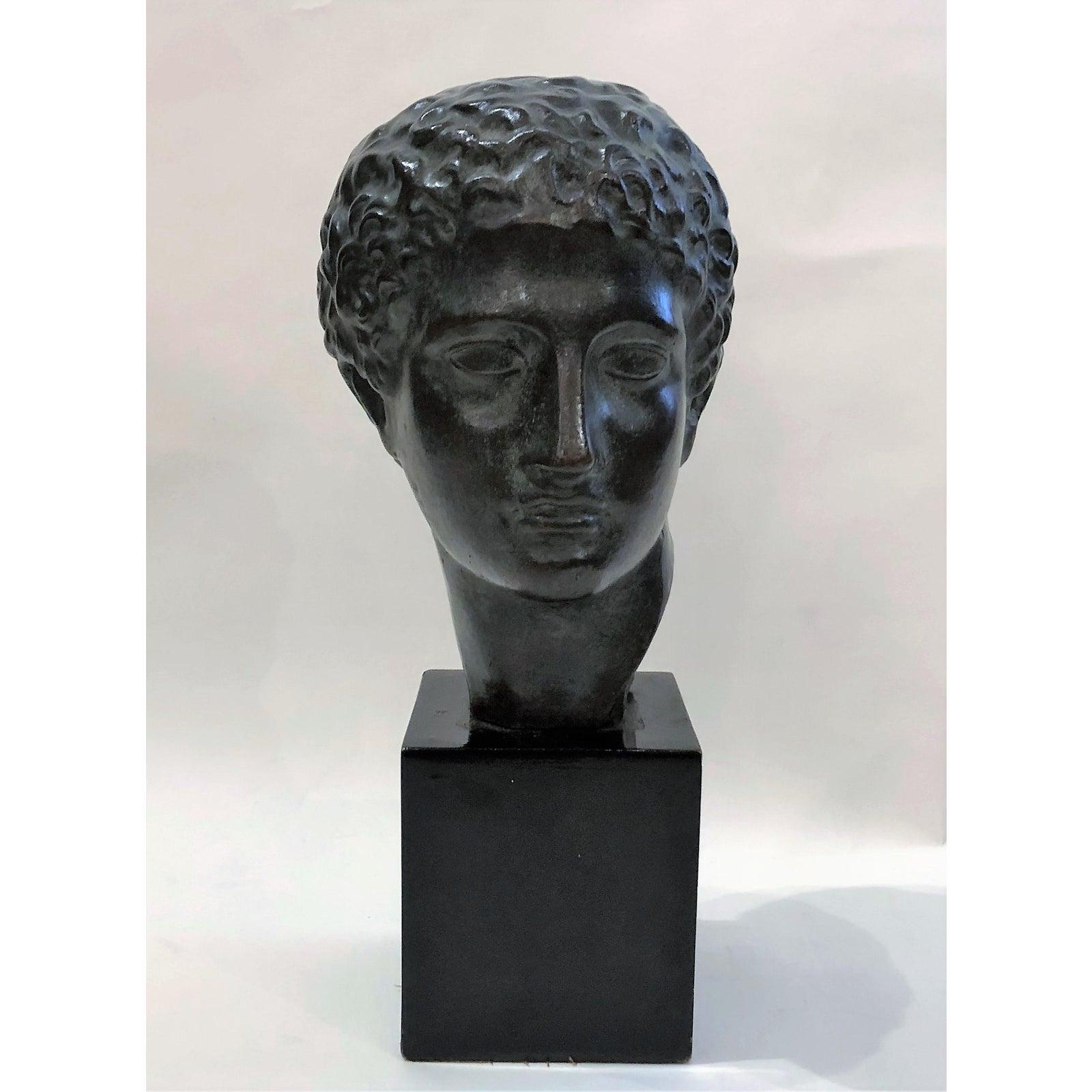 Antique bronze sculpture, Classic bronze bust casting of young Greek
Measures: 5-1/4