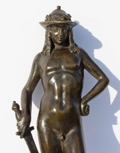 Antique Bronze Sculpture David and Goliath After Andrea del Verrocchio