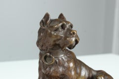 Antique Bronze Sculpture, Dog, Bulldog, Late 19th Century