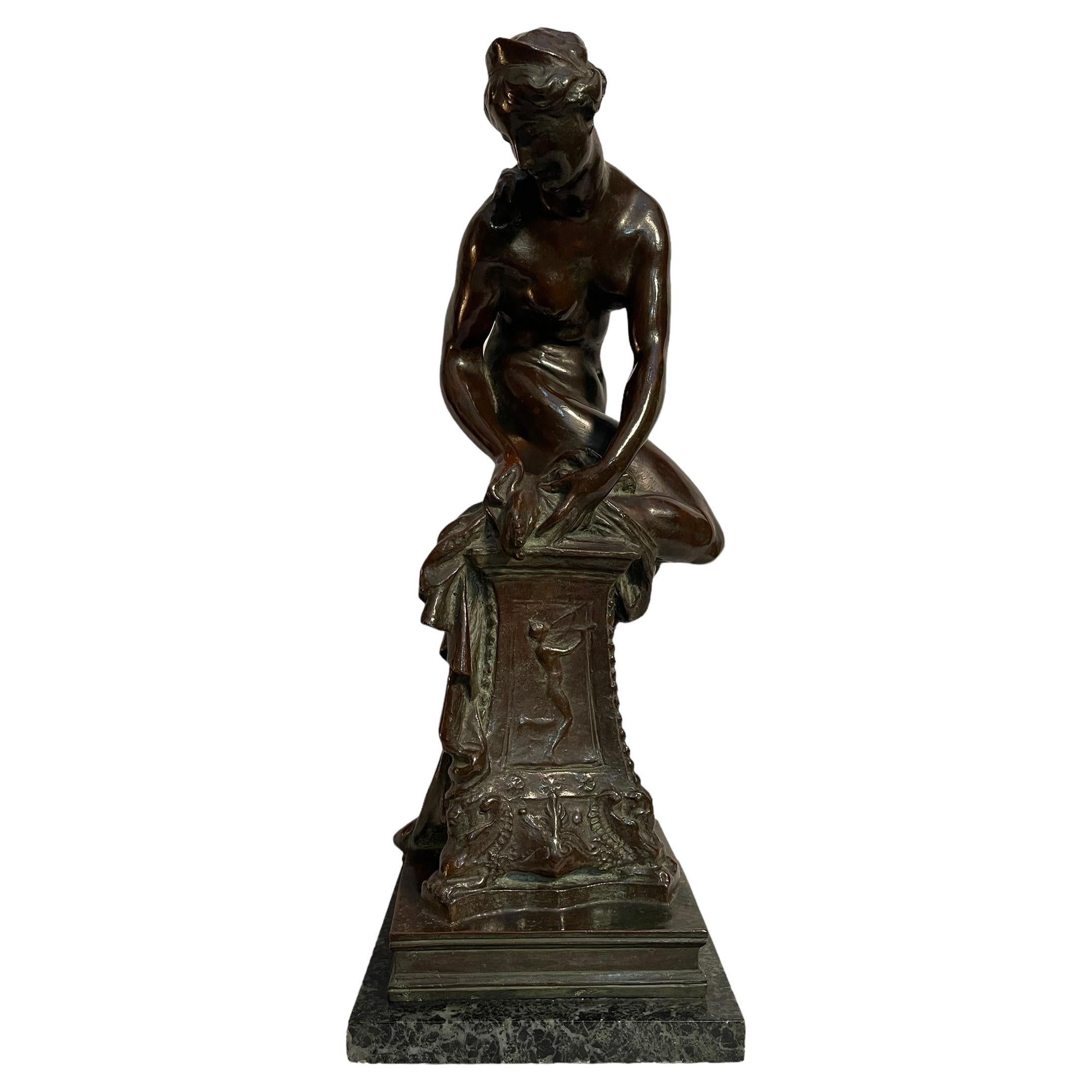 Antike Bronzeskulptur, weiblicher Akt, 19. Jahrhundert