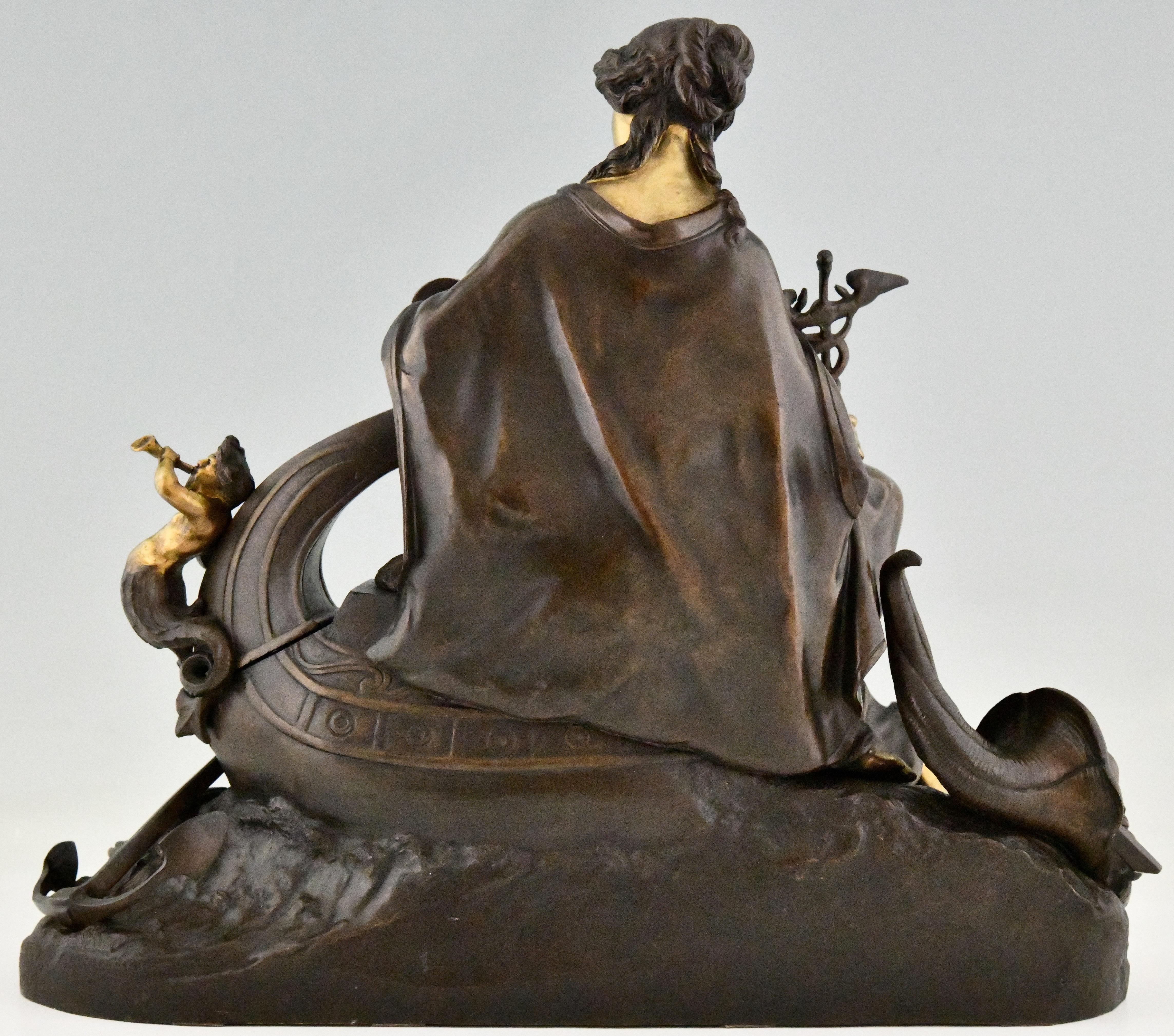 Antique Bronze Sculpture Fortune, Allegory of Sea Trade, France 1870 In Good Condition In Antwerp, BE