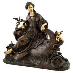 Antique Bronze Sculpture Fortune, Allegory of Sea Trade, France 1870