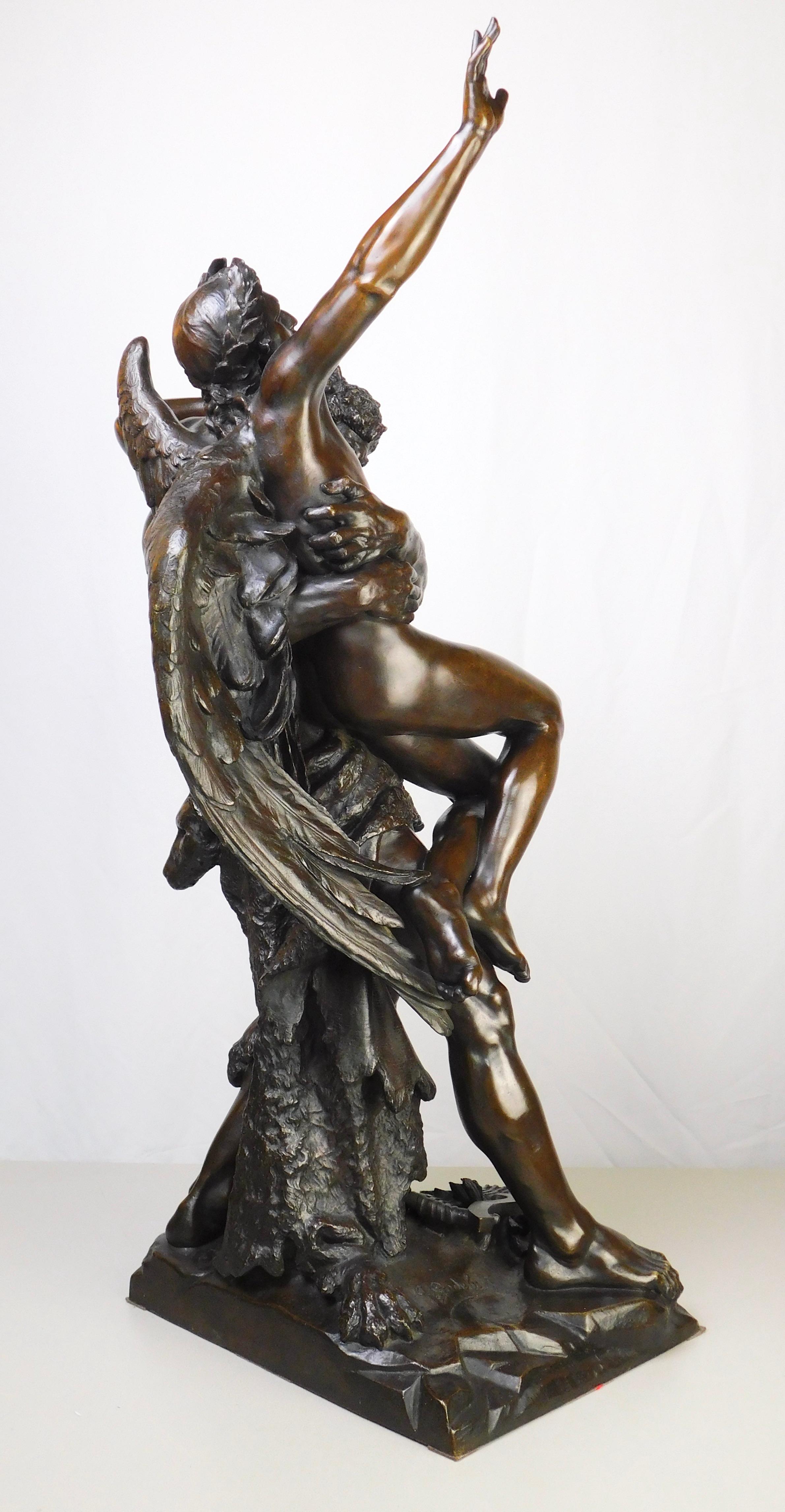 Polish Antique Bronze Sculpture Genius and Brute Force by Cyprien Godebski For Sale