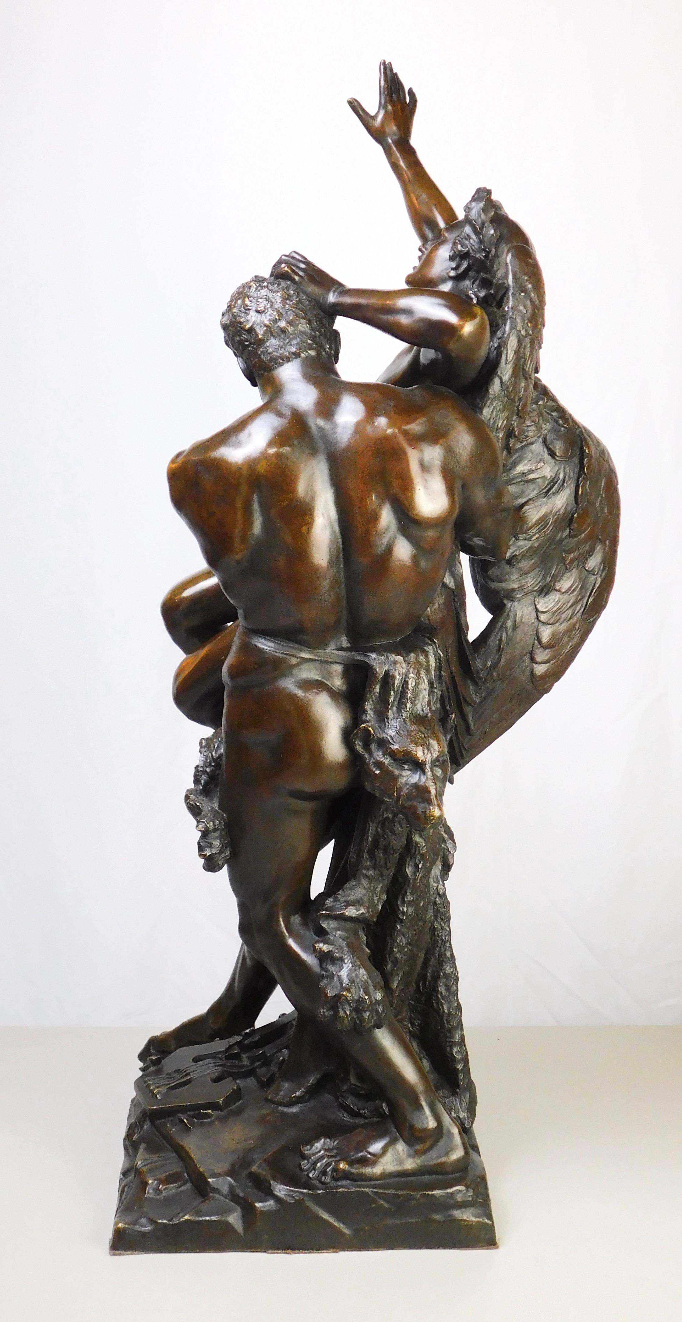 Antique Bronze Sculpture Genius and Brute Force by Cyprien Godebski In Good Condition For Sale In Antwerp, BE