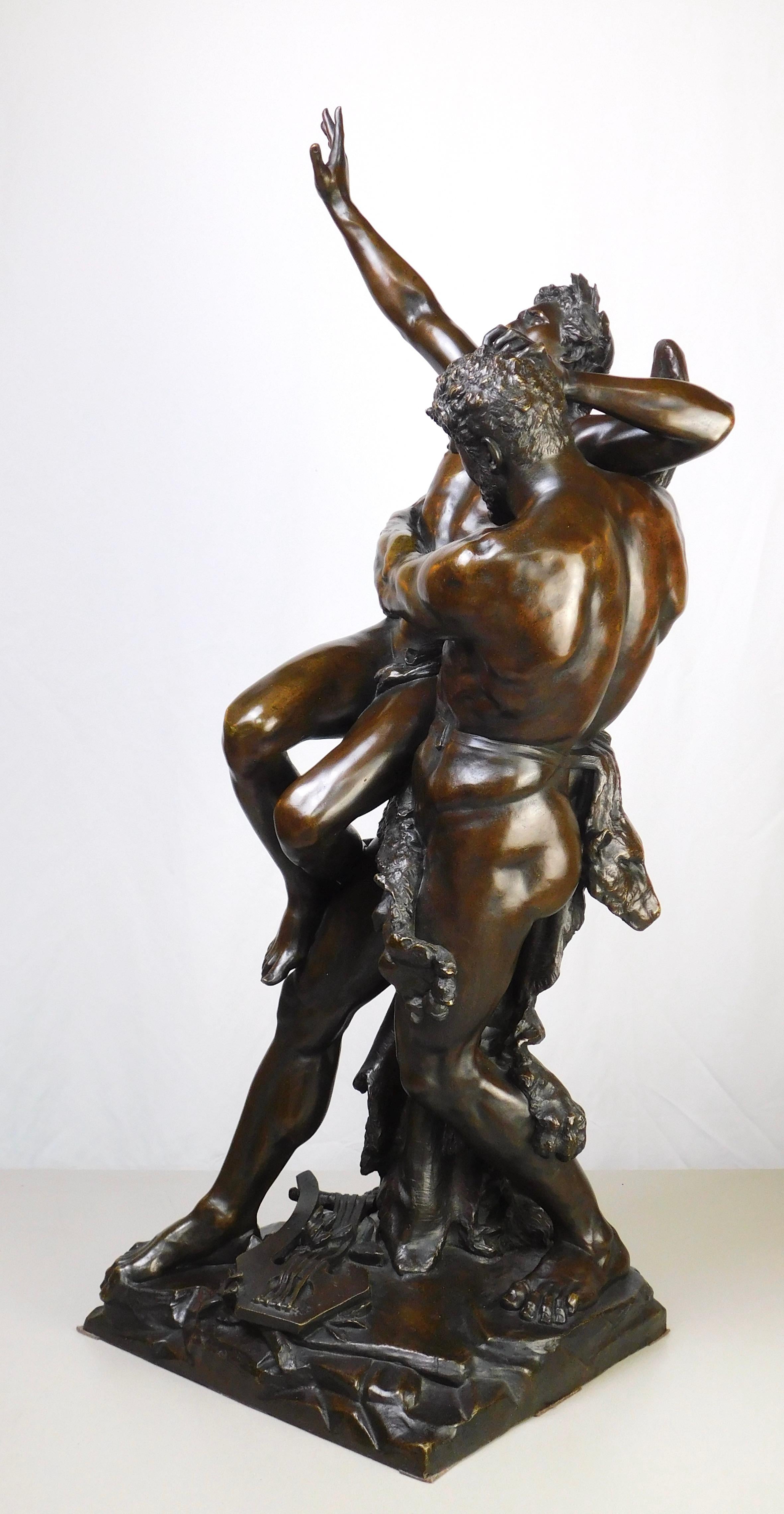 Late 19th Century Antique Bronze Sculpture Genius and Brute Force by Cyprien Godebski For Sale
