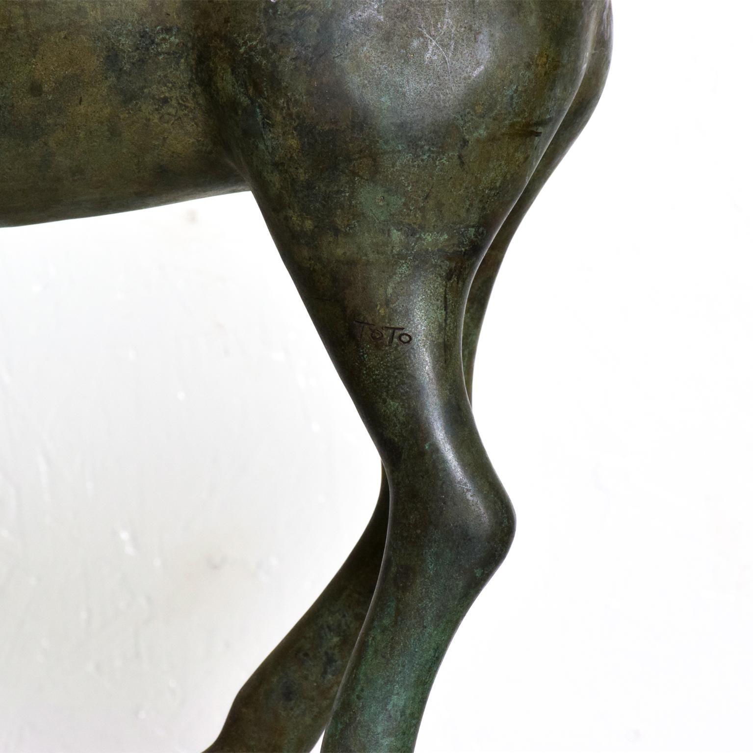 Mid-20th Century Antique Bronze Sculpture Horse Fine Antique by Toto