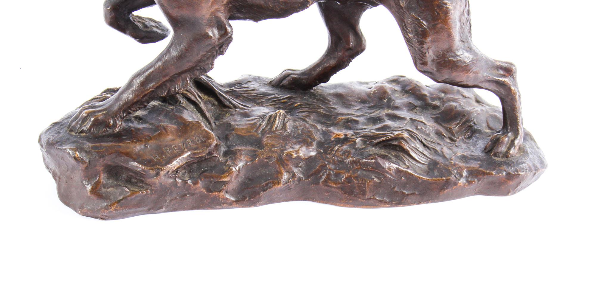Late 19th Century Antique Bronze Sculpture Irish Setter Dog Hunting by H. Peyrol, 19th Century