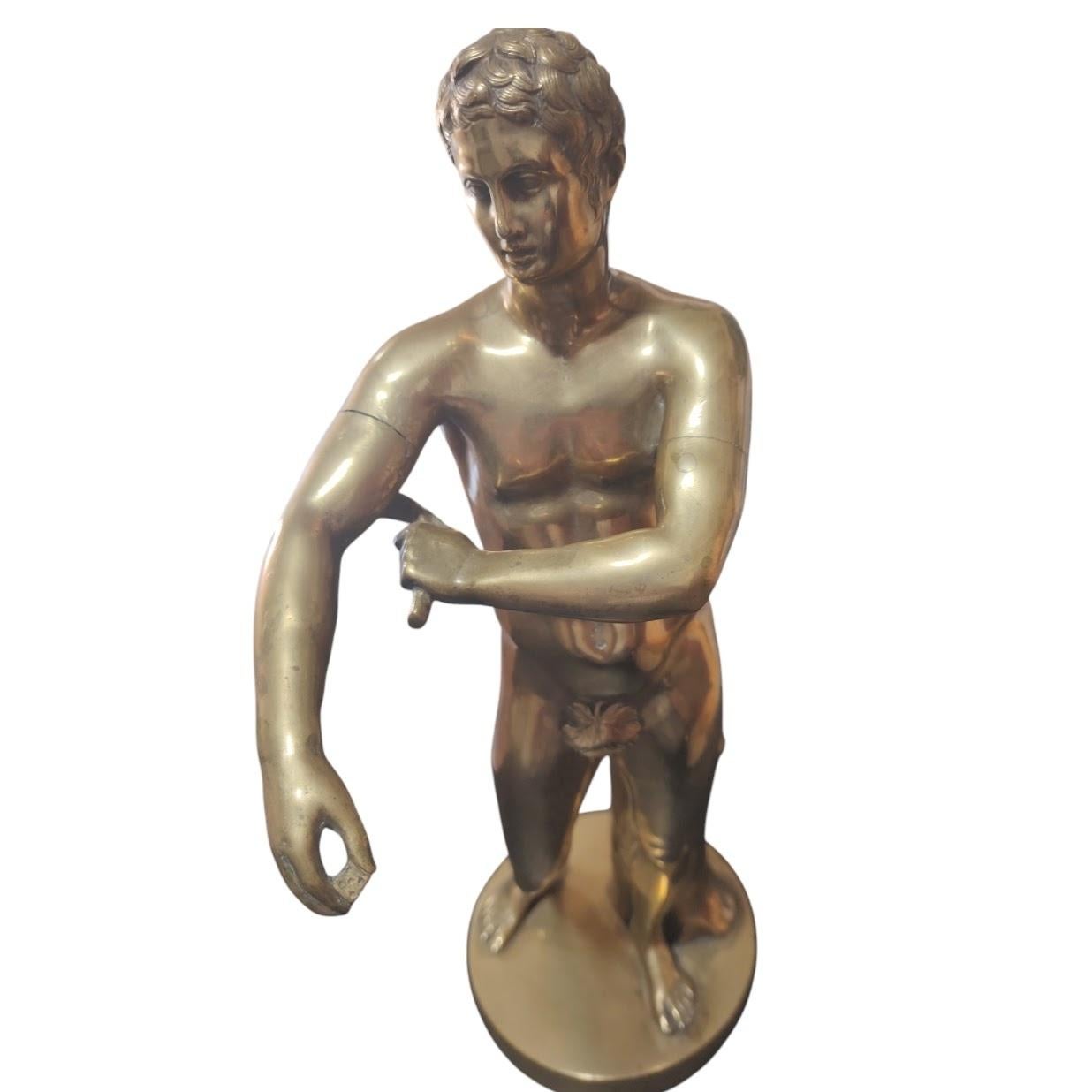 Art Nouveau Antique Bronze Sculpture Naked Boy For Sale
