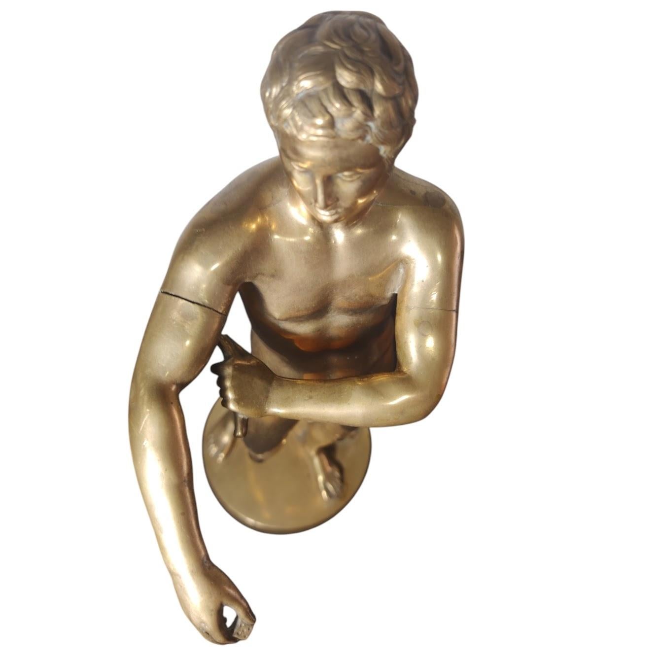 French Antique Bronze Sculpture Naked Boy For Sale