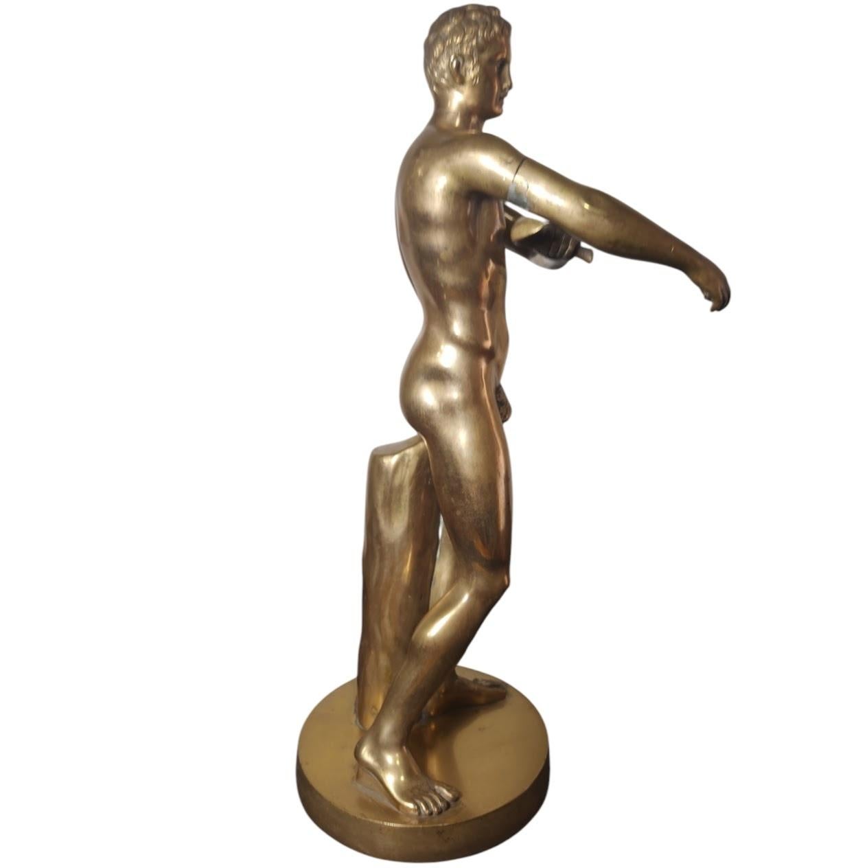 20th Century Antique Bronze Sculpture Naked Boy For Sale