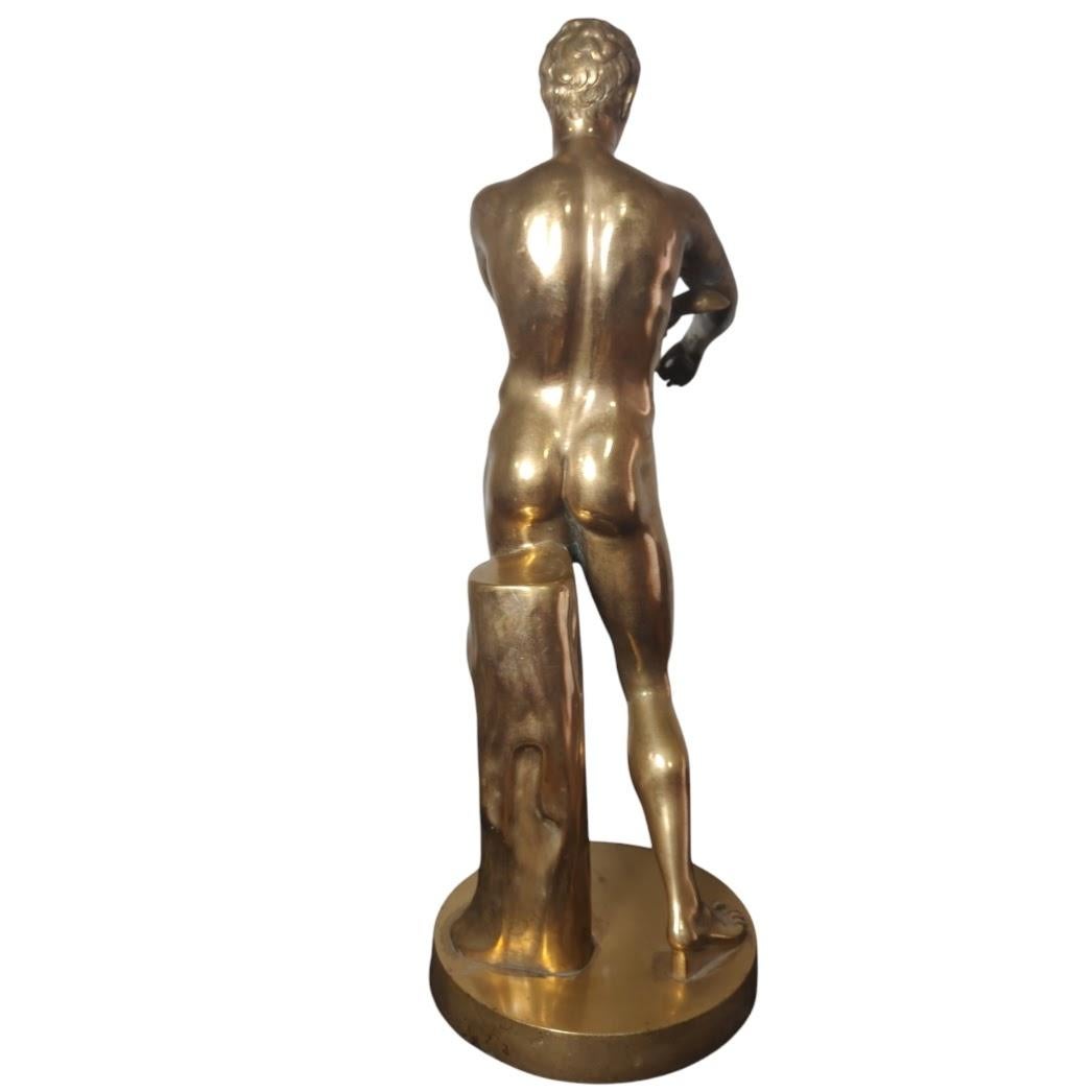 Antique Bronze Sculpture Naked Boy For Sale 1