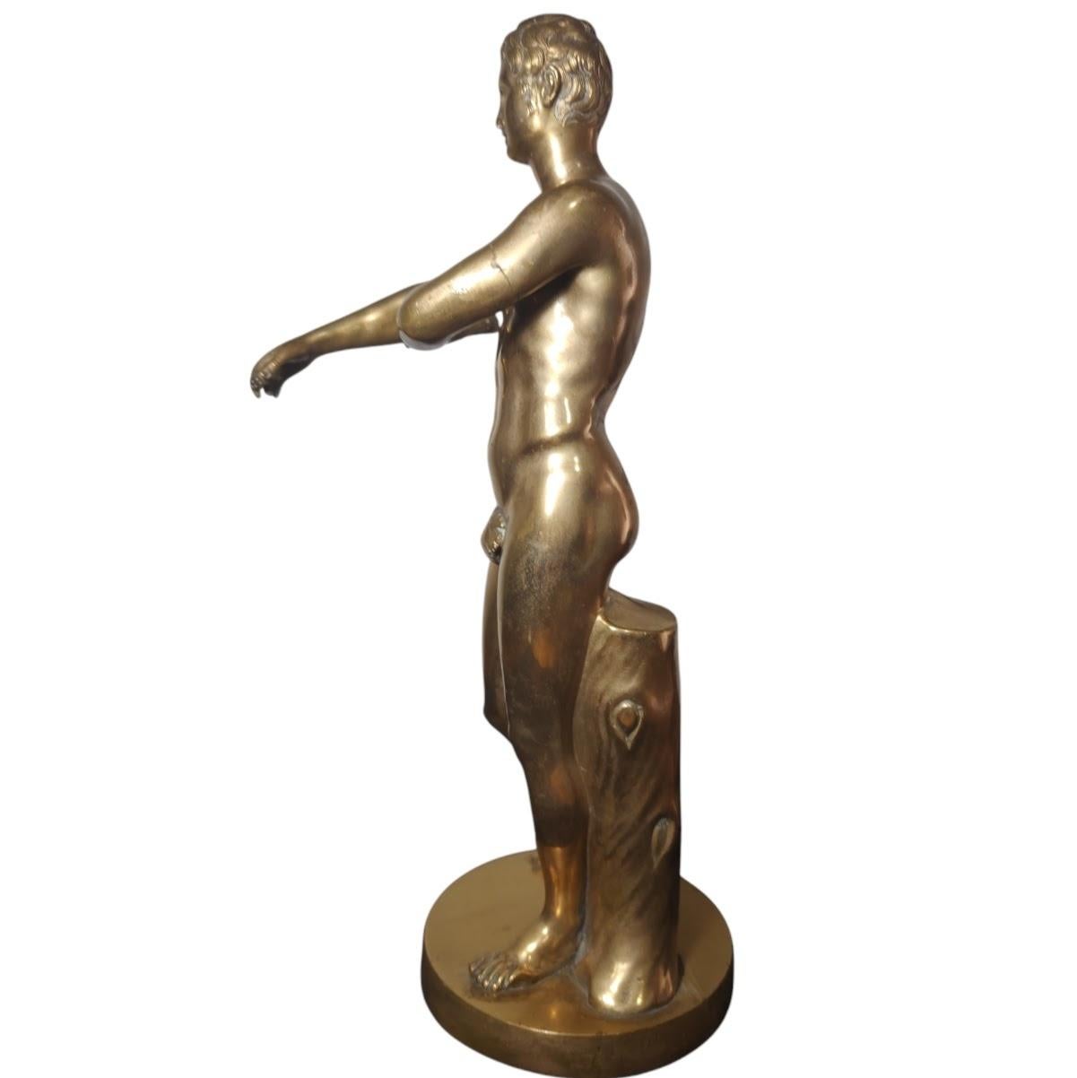 Antique Bronze Sculpture Naked Boy For Sale 2