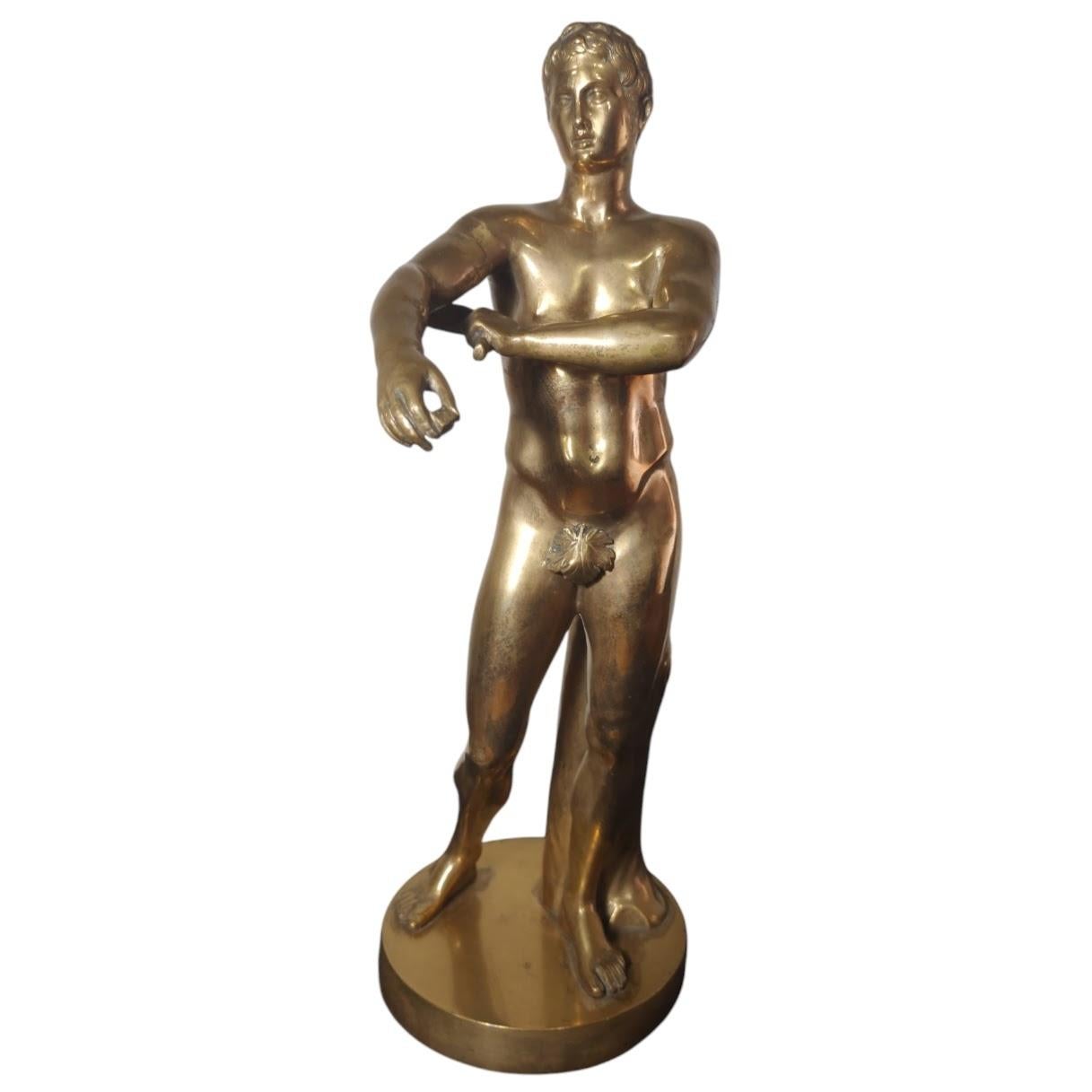 Antique Bronze Sculpture Naked Boy For Sale 3