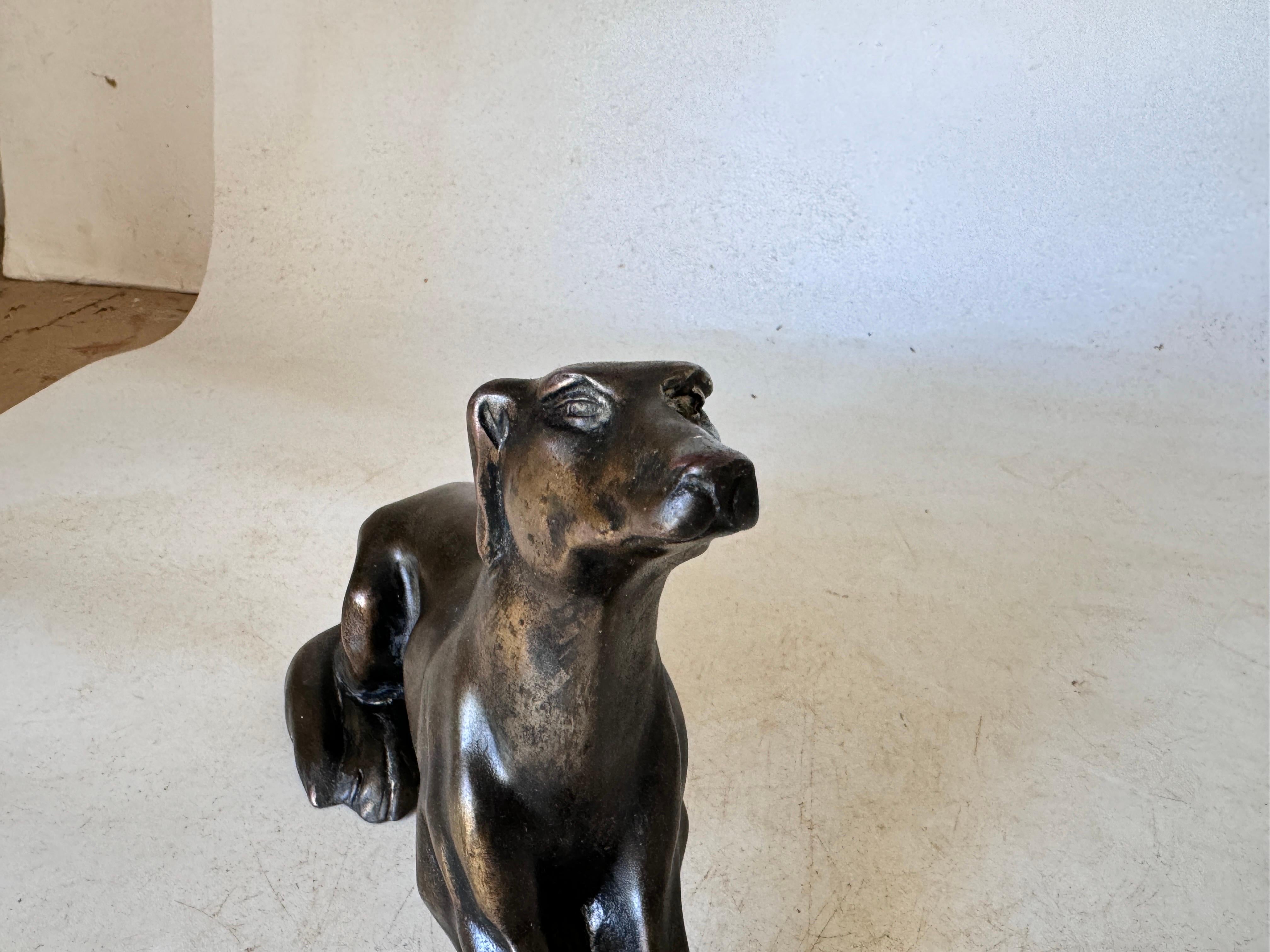 Antique Bronze Sculpture of a Dog in brown Patina, Austria, ca. 1920 For Sale 6