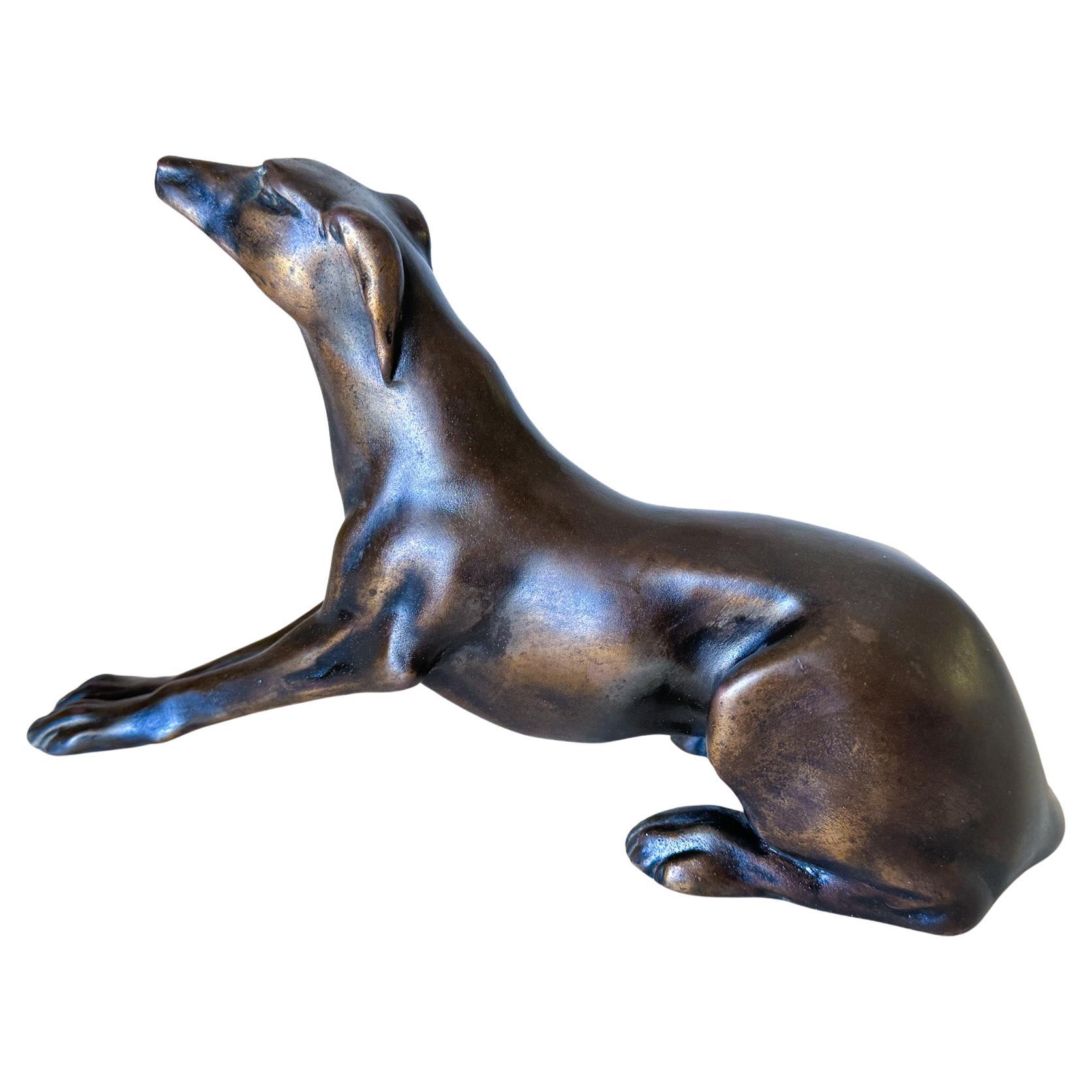 Antique Bronze Sculpture of a Dog in brown Patina, Austria, ca. 1920 For Sale