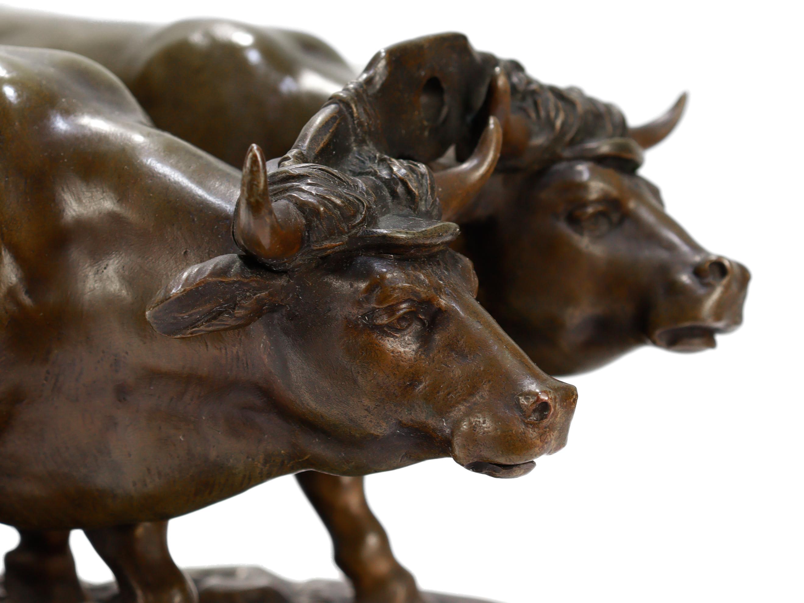 Sculpture ancienne d'un fermier pliant avec deux chèvres par Marcel Debut en vente 3
