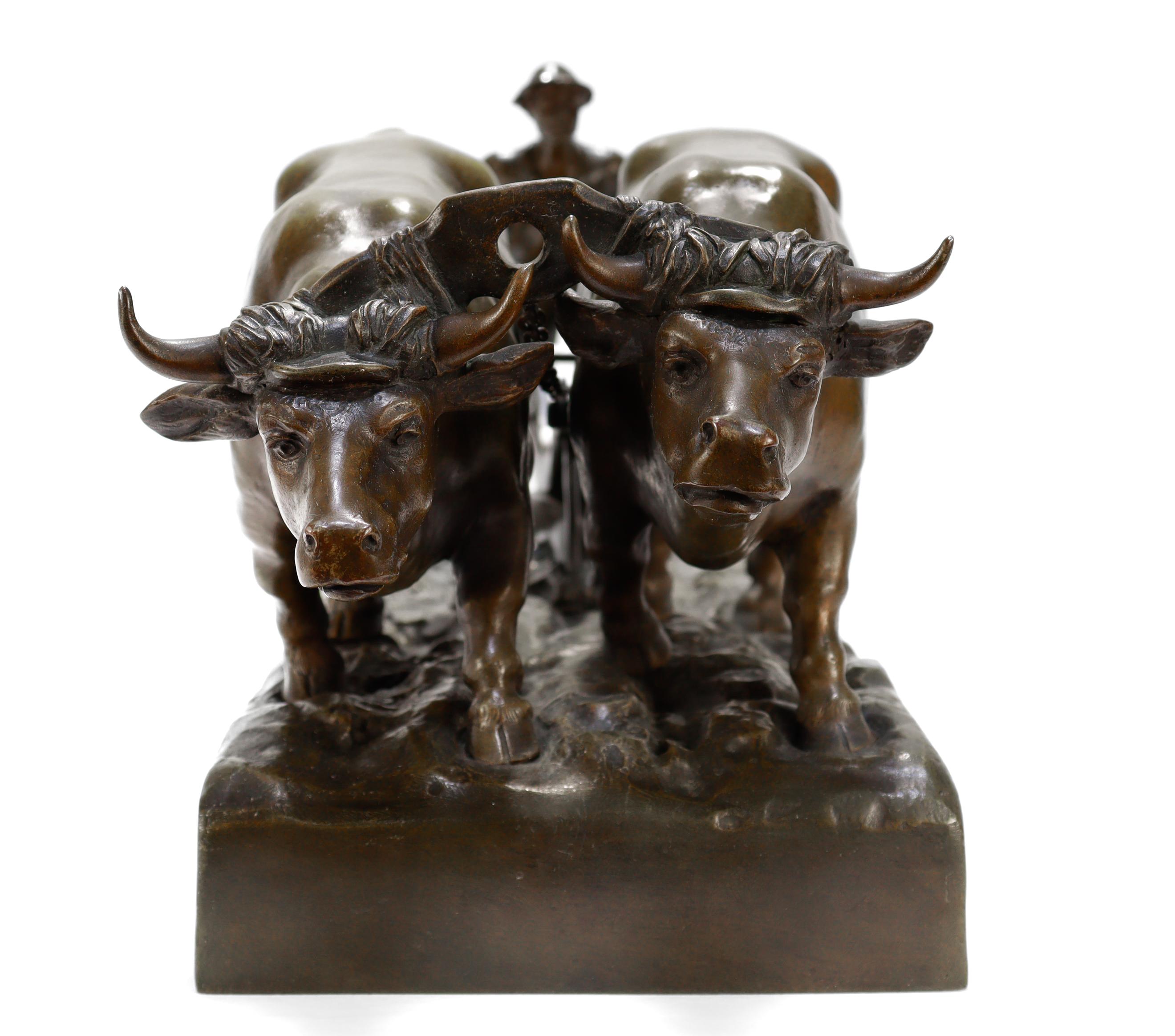 Sculpture ancienne d'un fermier pliant avec deux chèvres par Marcel Debut en vente 4