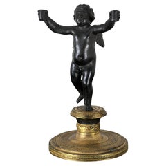 Antique Bronze Sculpture of a Putti Holding Candles Unsigned Attr. Paul Edouard