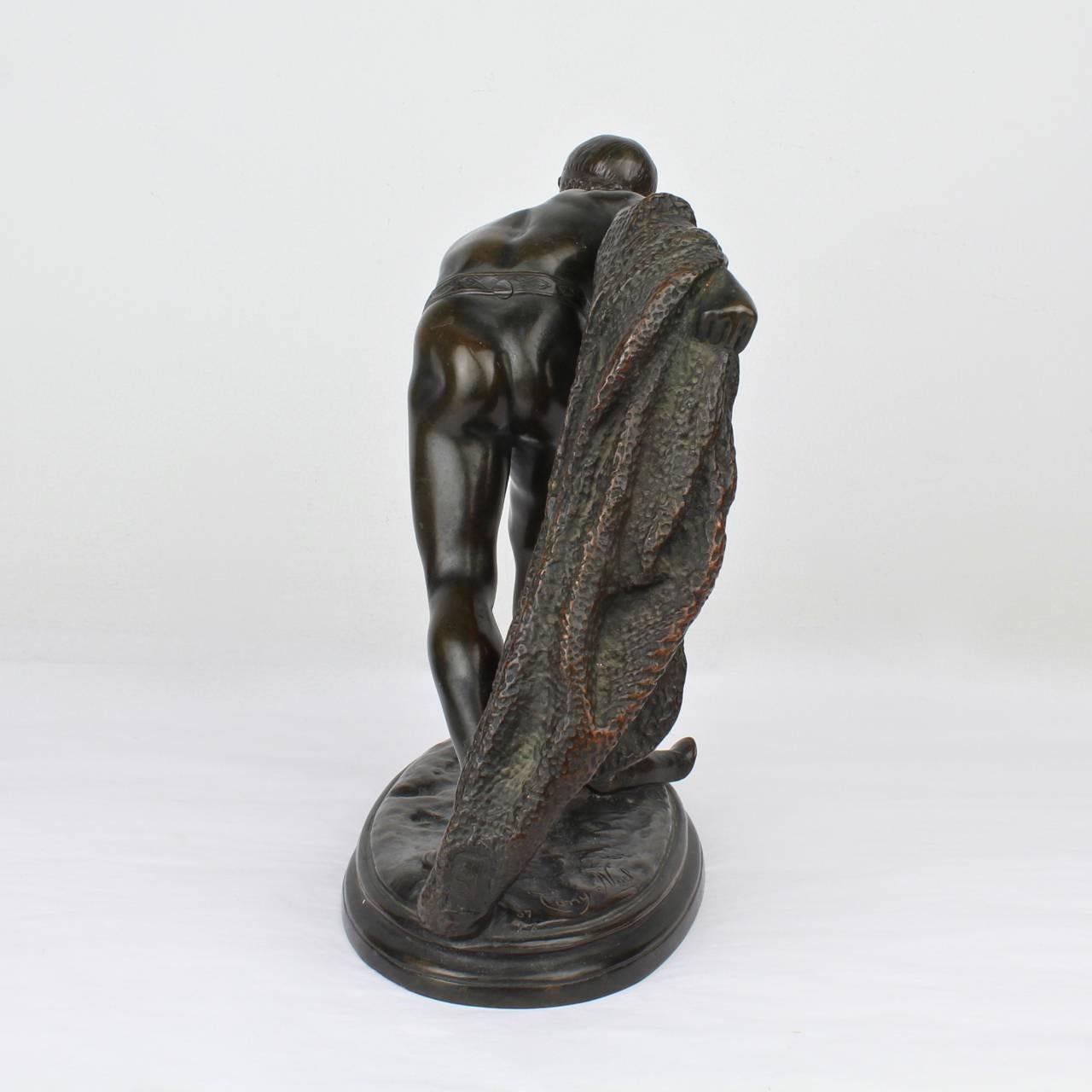 Antike Bronzeskulptur eines römischen Gladiators aus Bronze nach Edme Anthony Paul Noel, antik (Beaux Arts)