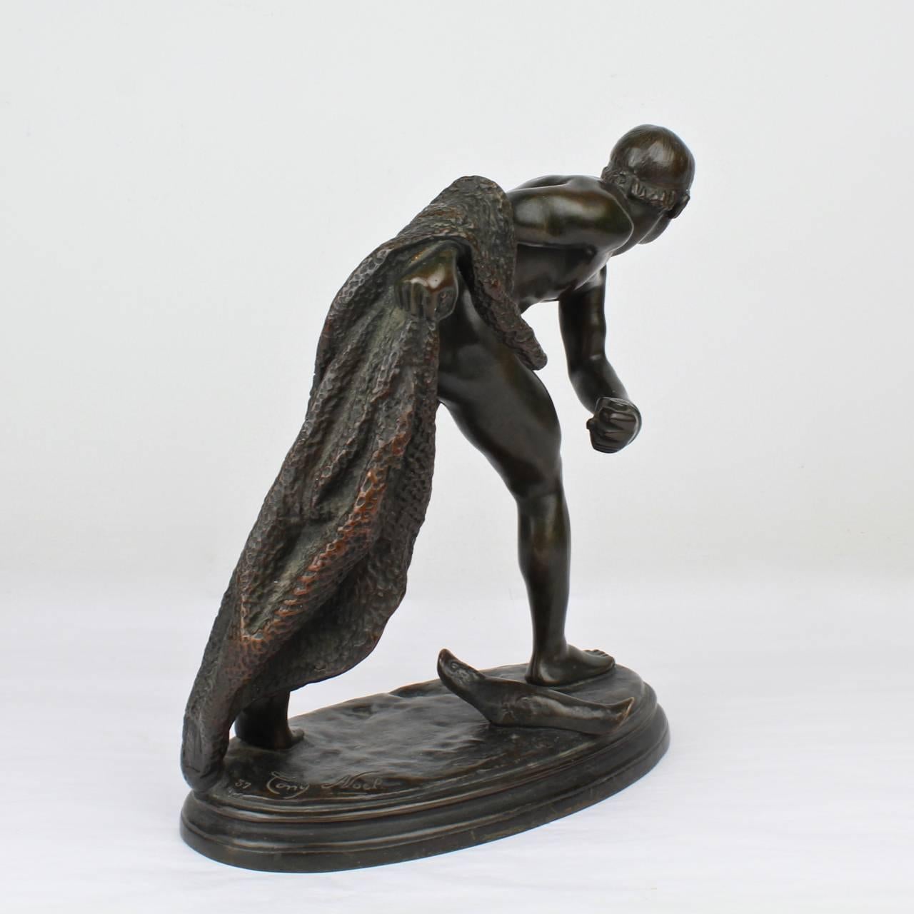 Antike Bronzeskulptur eines römischen Gladiators aus Bronze nach Edme Anthony Paul Noel, antik (Französisch)