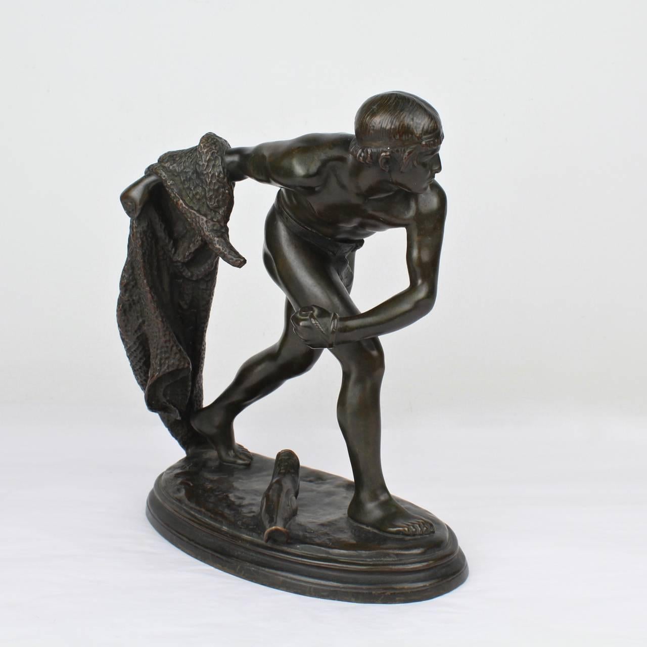 Antike Bronzeskulptur eines römischen Gladiators aus Bronze nach Edme Anthony Paul Noel, antik (20. Jahrhundert)