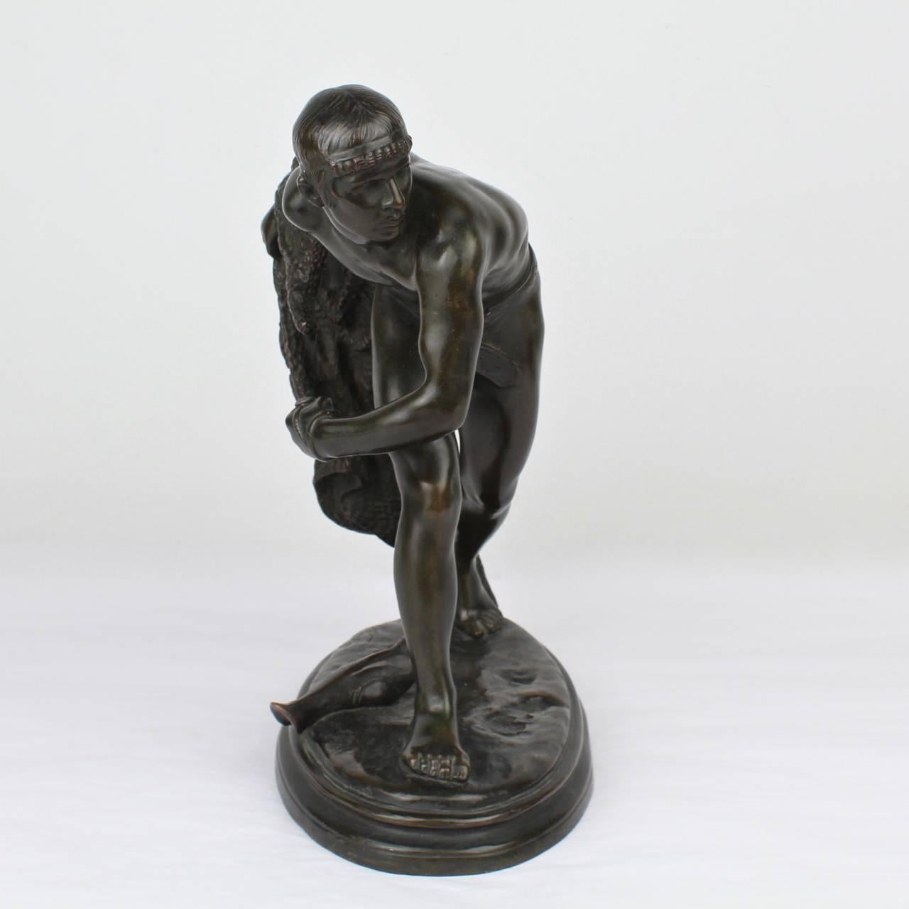 Antike Bronzeskulptur eines römischen Gladiators aus Bronze nach Edme Anthony Paul Noel, antik 1