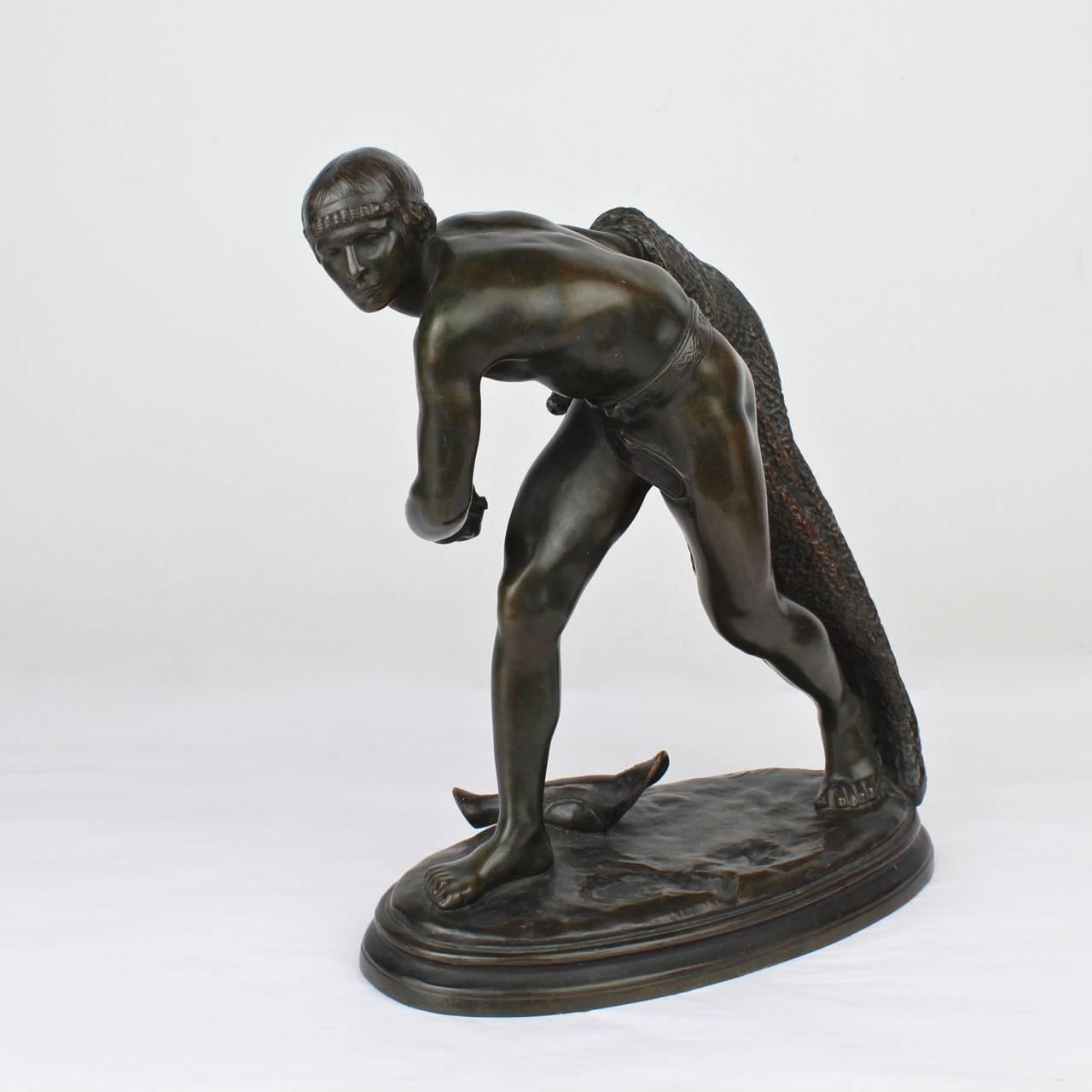 Antike Bronzeskulptur eines römischen Gladiators aus Bronze nach Edme Anthony Paul Noel, antik 2