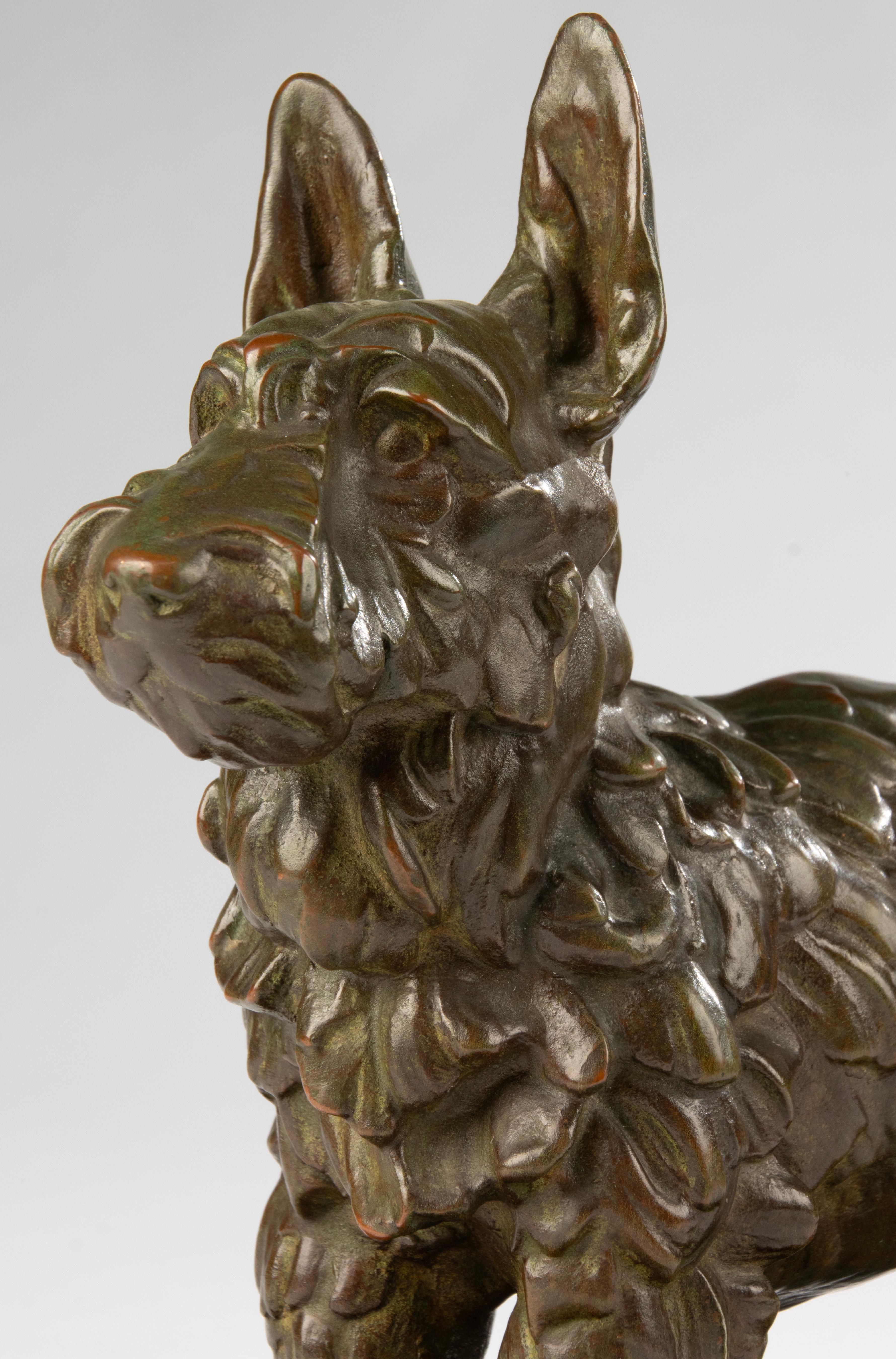 Antike Bronzeskulptur eines schottischen Hundes aus Schottland – frühes 20. Jahrhundert im Zustand „Gut“ im Angebot in Casteren, Noord-Brabant