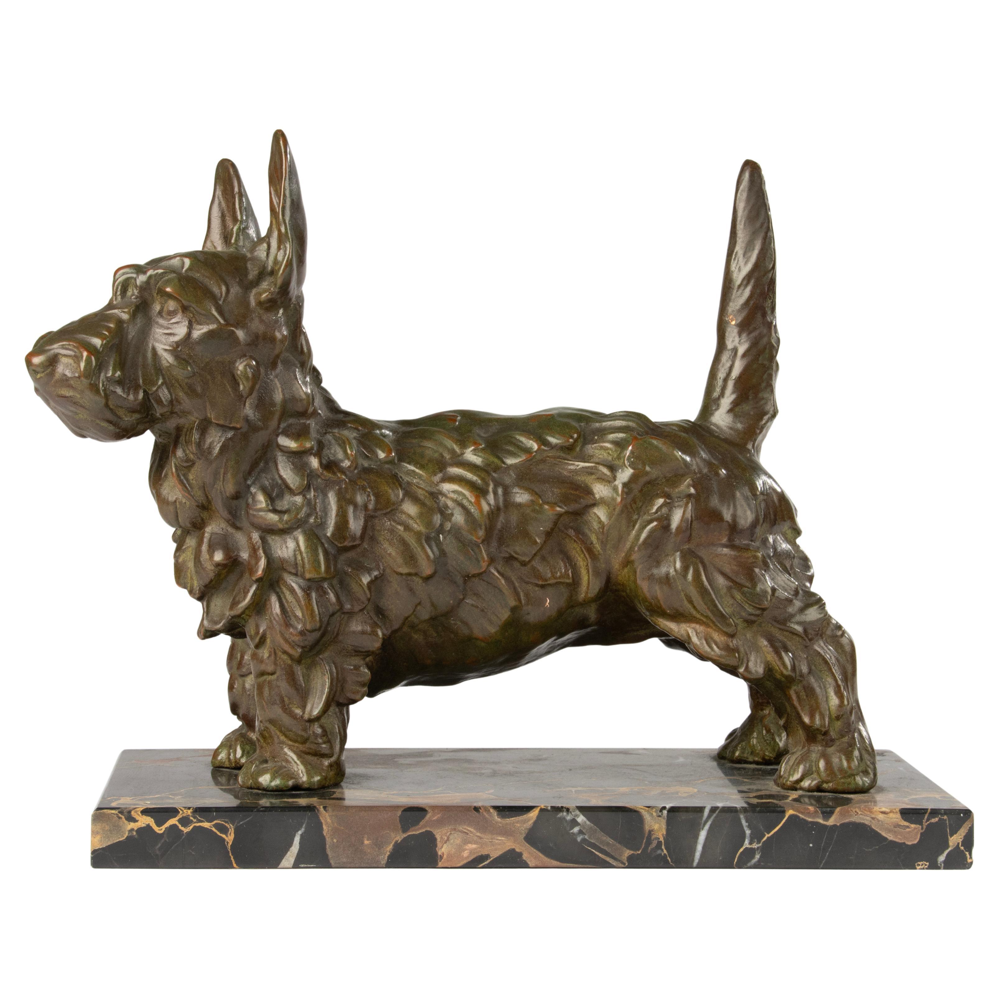Antique Bronze Sculpture of a Scottie Dog - Early 20th Century